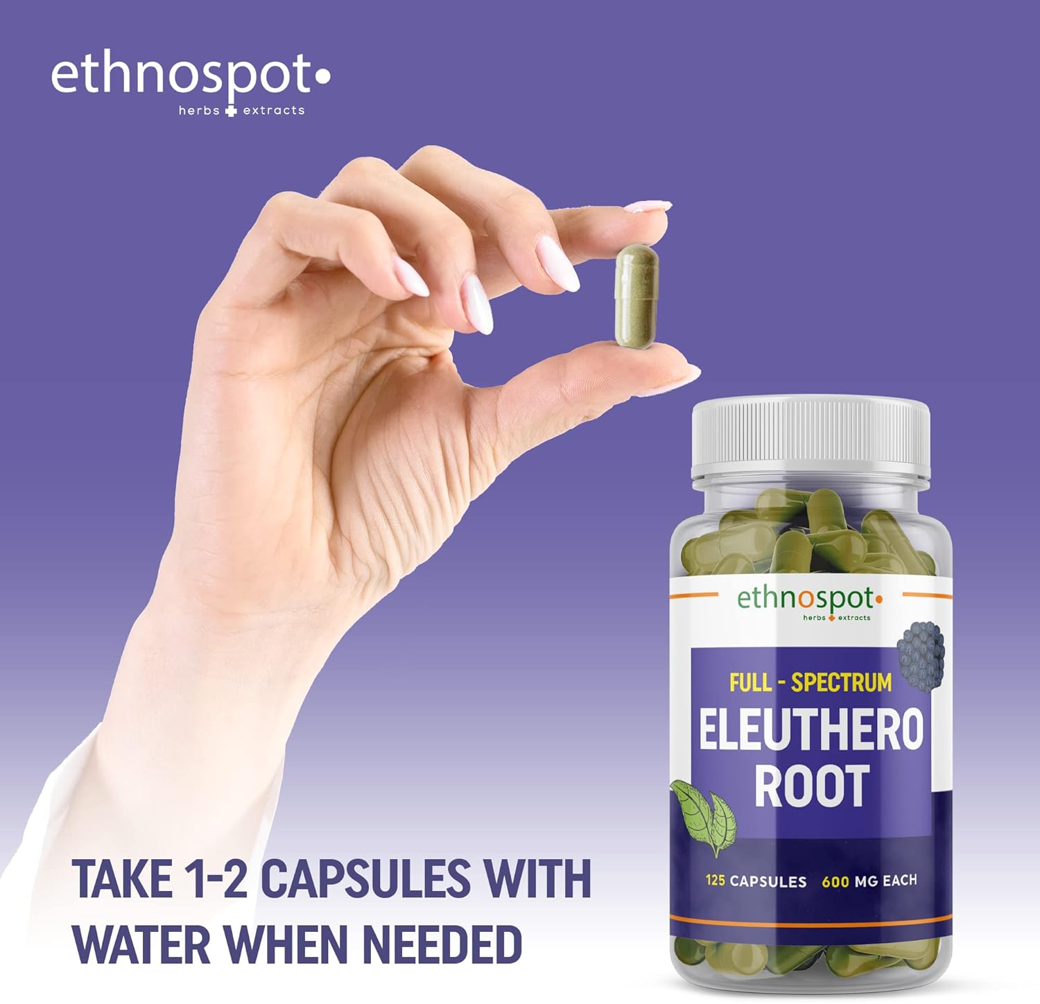 Siberian Ginseng Capsules - Boost Physical Stamina & Mental Alertness - Immune Support - Enhanced Eleutheroside Profile - 125 Vegan Capsules