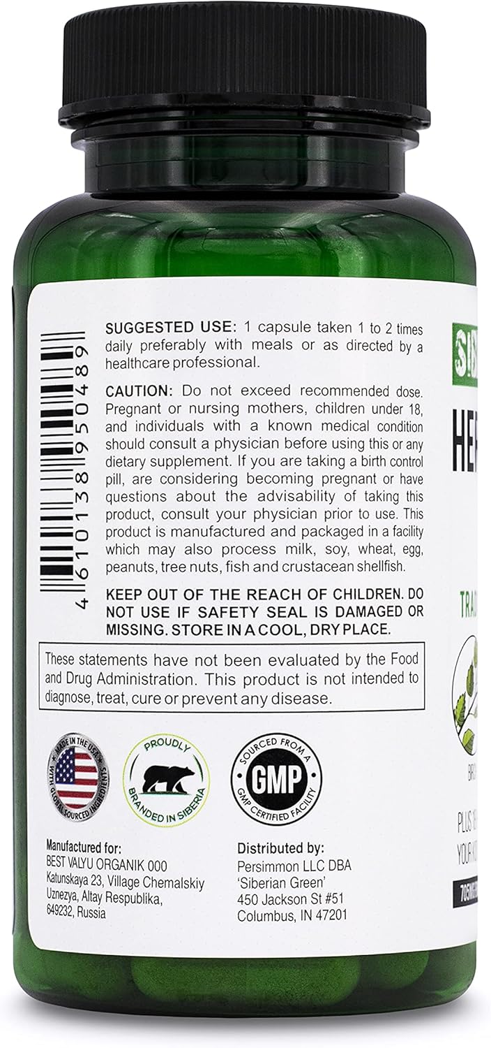 Siberian Green Herbal Kidney Detox Capsules - 60 Count, Cranberry Birch Juniper Blend