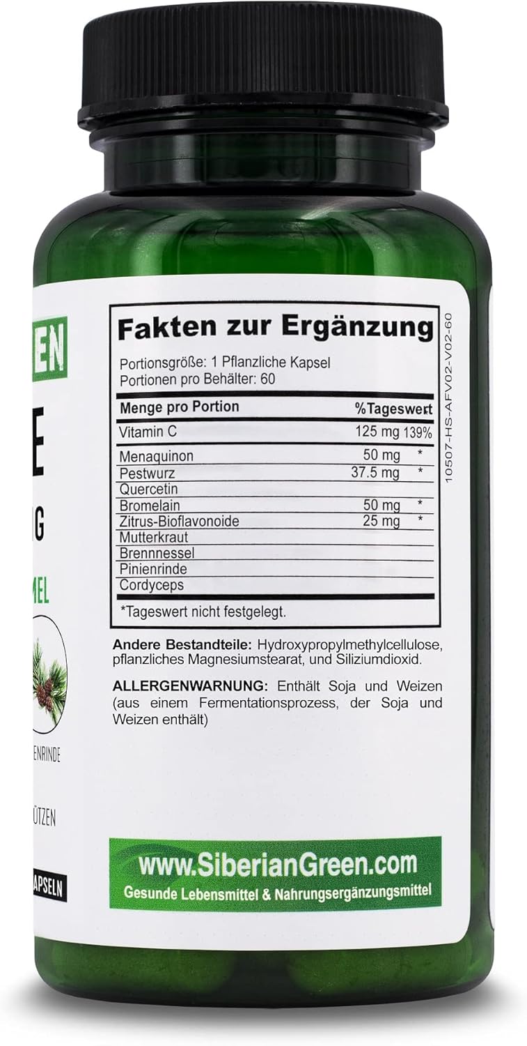 Siberian Green Lung Support Complex Capsules - Traditional Formula with Quercetin & Citrus Bioflavonoids