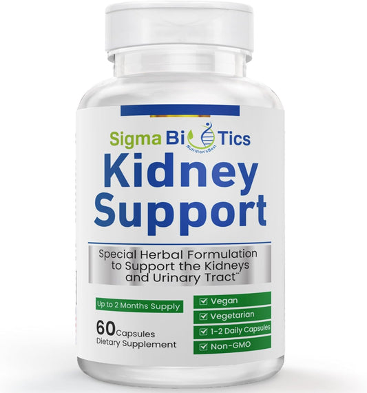 SigmaBiotics Kidney Support Supplement - Herbal Kidney Care for Urinary Health - Vegan Formula with Cranberry, Astragalus, and Juniper Berry - 60 Capsules