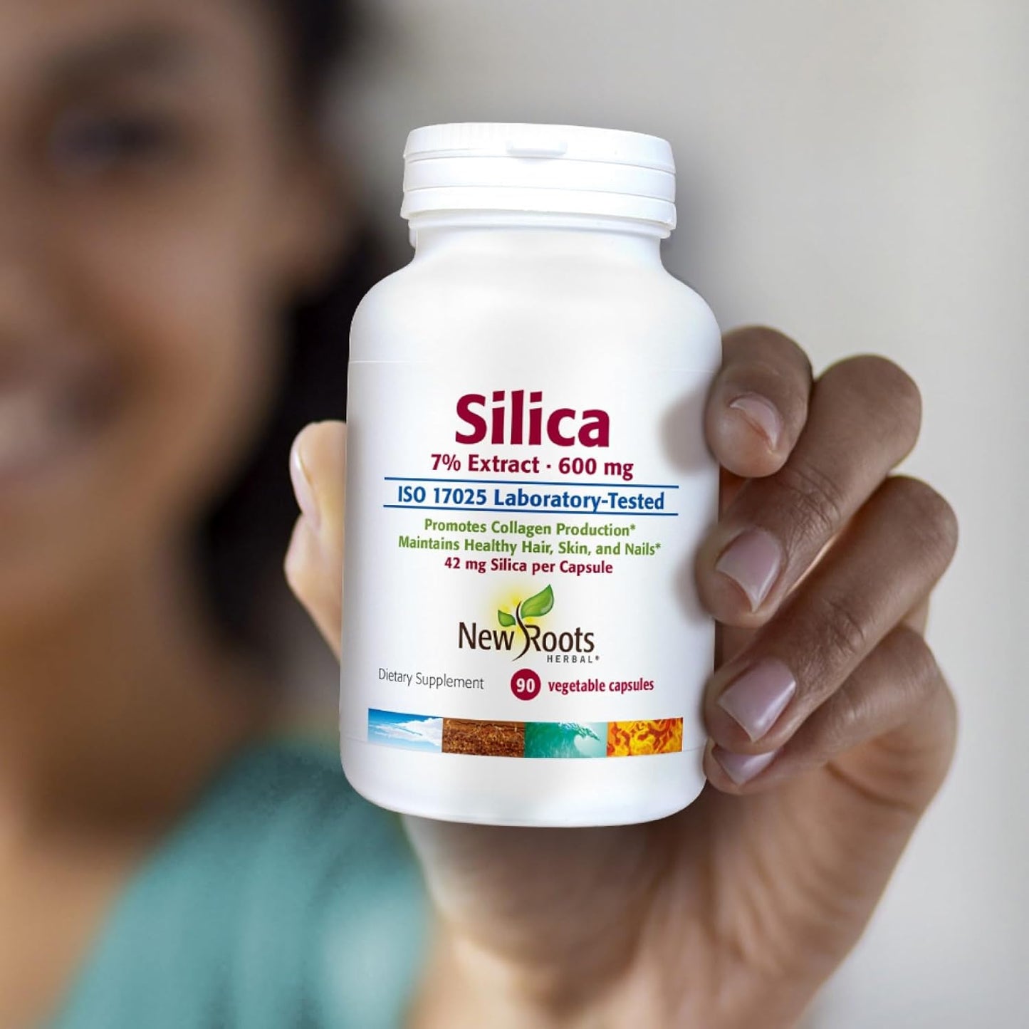Silica Supplement Capsules - 600mg - 90 Count - Hair, Nail, and Skin Vitamins for Men and Women - New Roots Herbal