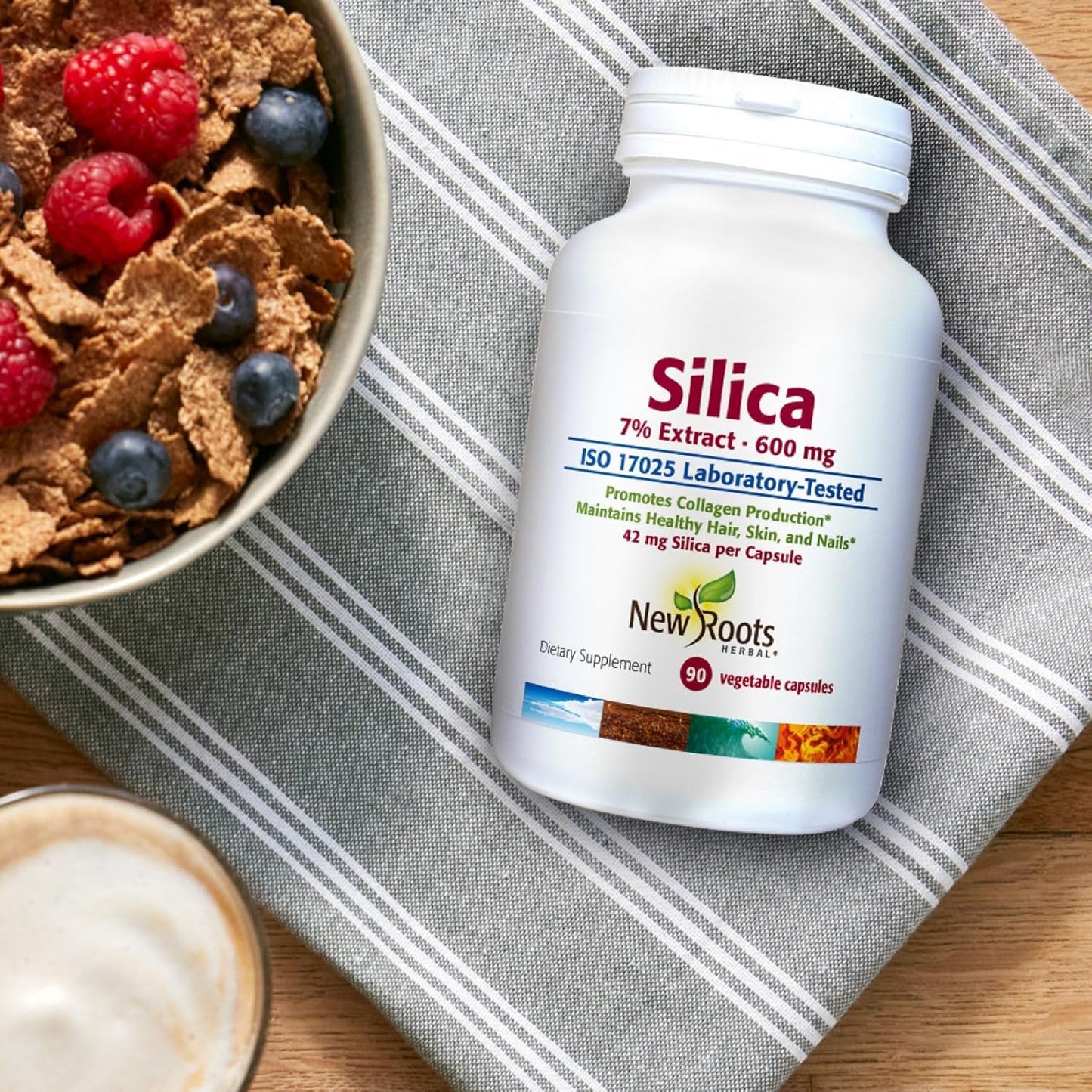 Silica Supplement Capsules - 600mg - 90 Count - Hair, Nail, and Skin Vitamins for Men and Women - New Roots Herbal
