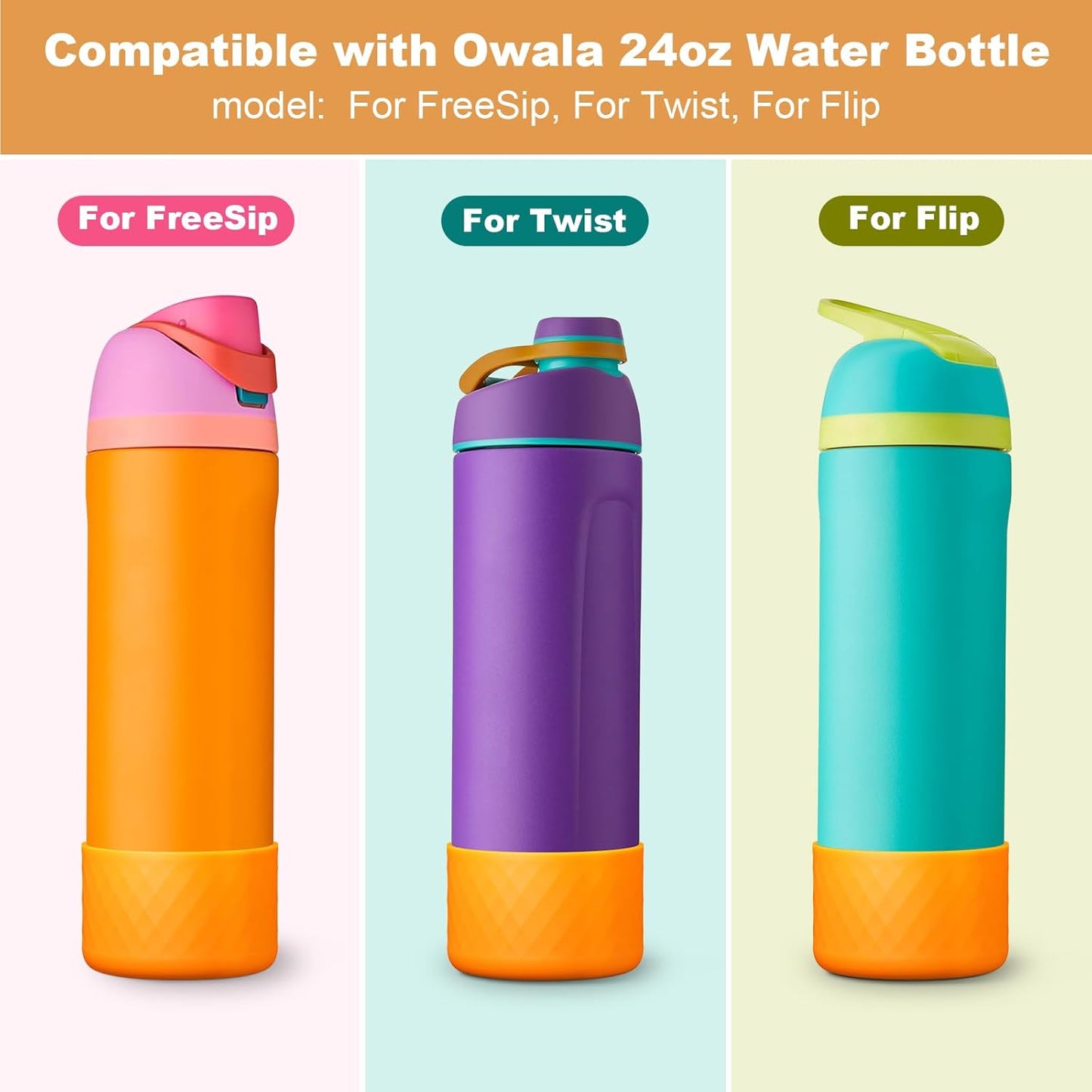 Silicone Boot for Owala Water Bottle - Anti-Slip Sleeve for 24 oz, 32 oz, 40 oz Stainless Steel Bottles