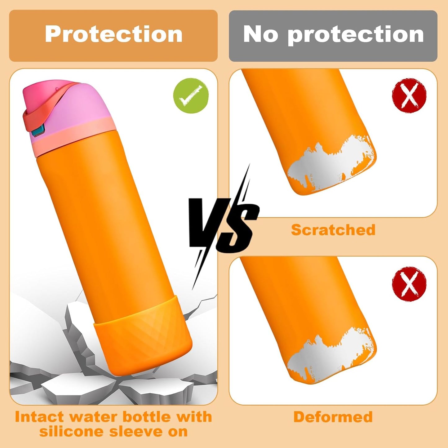 Silicone Boot for Owala Water Bottle - Anti-Slip Sleeve for 24 oz, 32 oz, 40 oz Stainless Steel Bottles