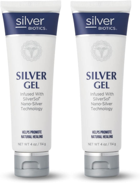 Silver Biotics Colloidal Nano SilverSol Gel for Healing Scars, Burns, and Blemishes - 20 ppm, 4 Oz (2 Pack)