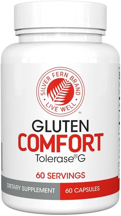 Silver Fern Gluten Comfort with Tolerase G - 60 Capsules - Digestive Enzyme for Breaking Down Gluten Protein