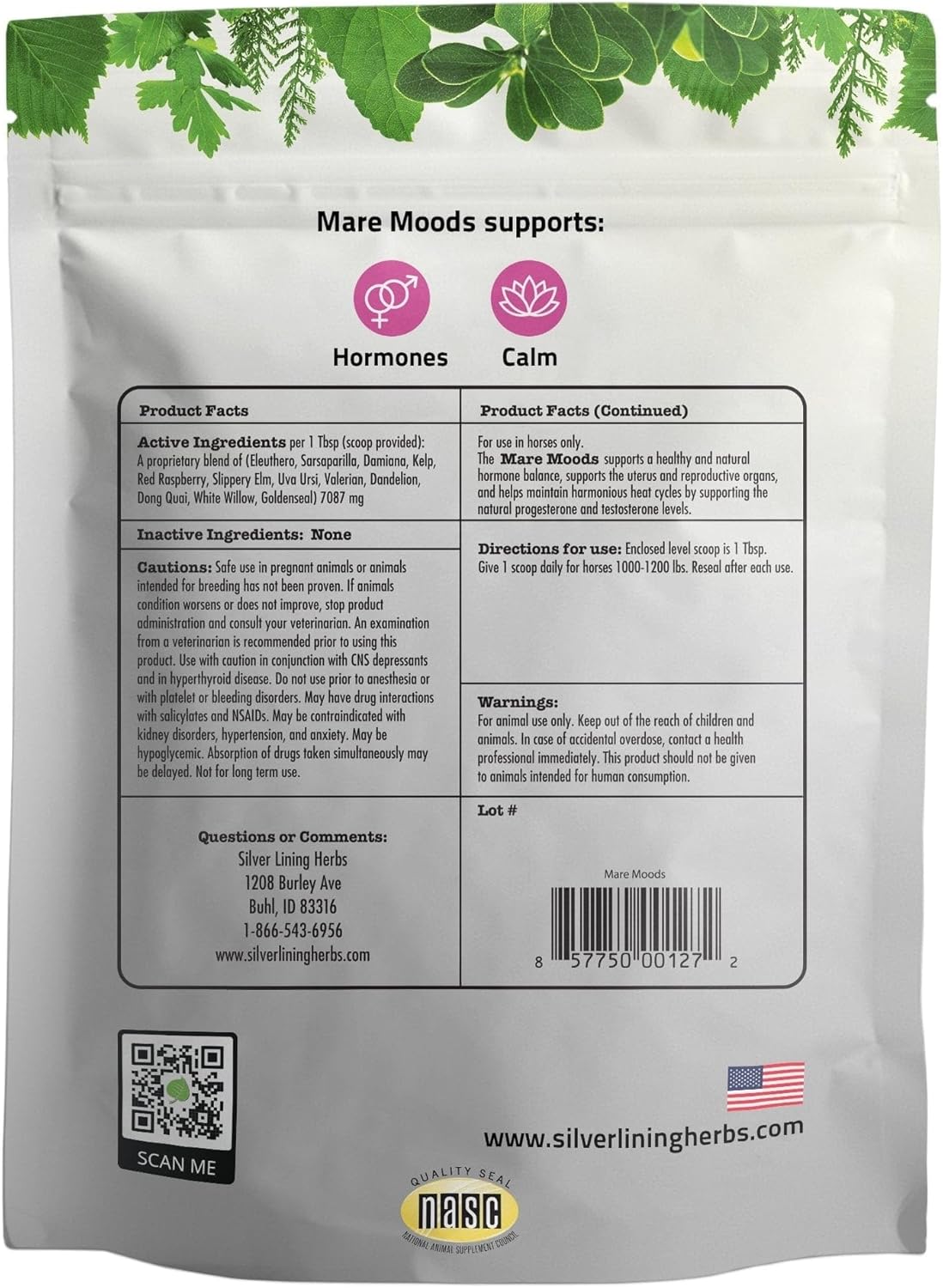 Silver Lining Herbs MARE Moods 1LB - Natural Herbal Supplement for Balanced Mare Hormones