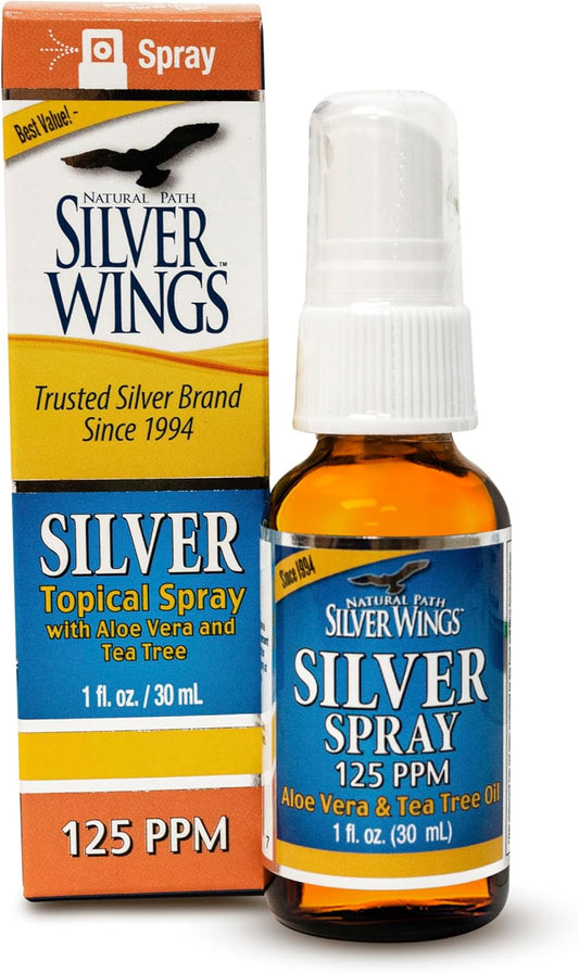 Silver Spray with Aloe Vera & Tea Tree Oil - 125ppm - 1oz by Natural Path Silver Wings