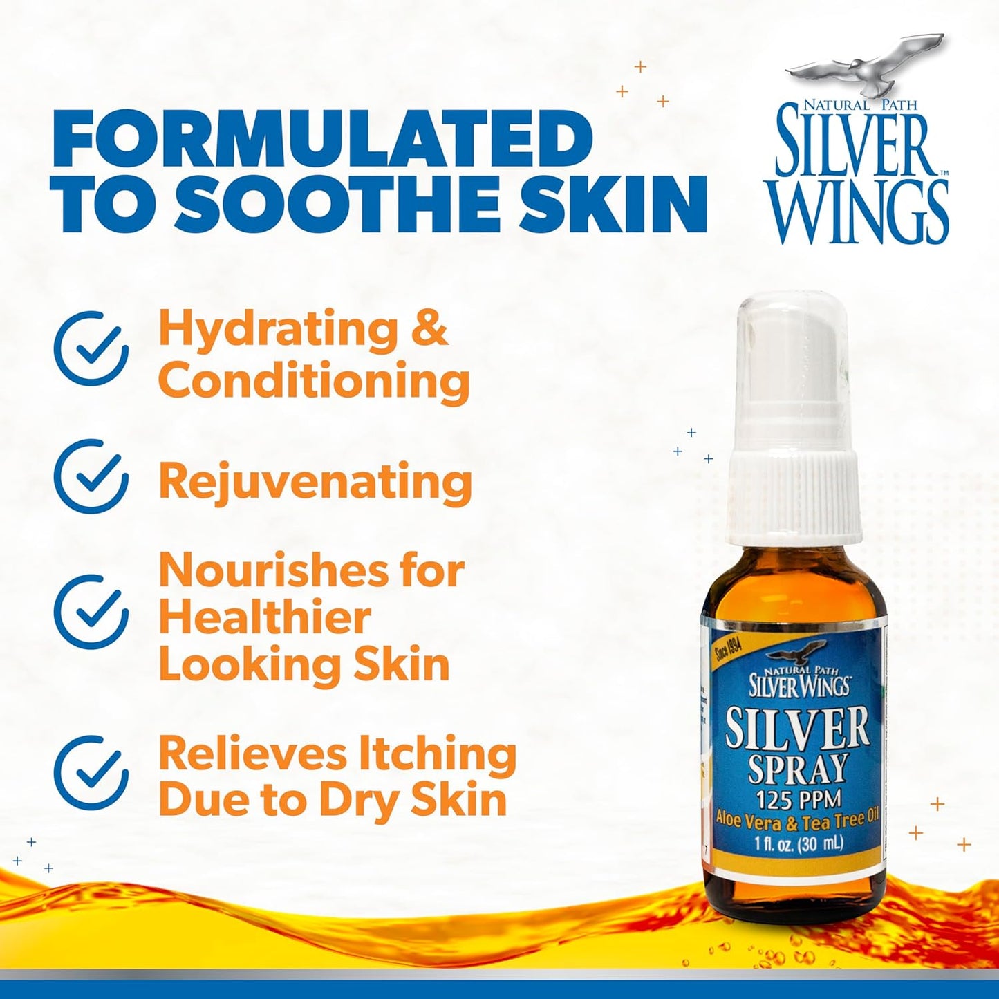 Silver Spray with Aloe Vera & Tea Tree Oil - 125ppm - 1oz by Natural Path Silver Wings