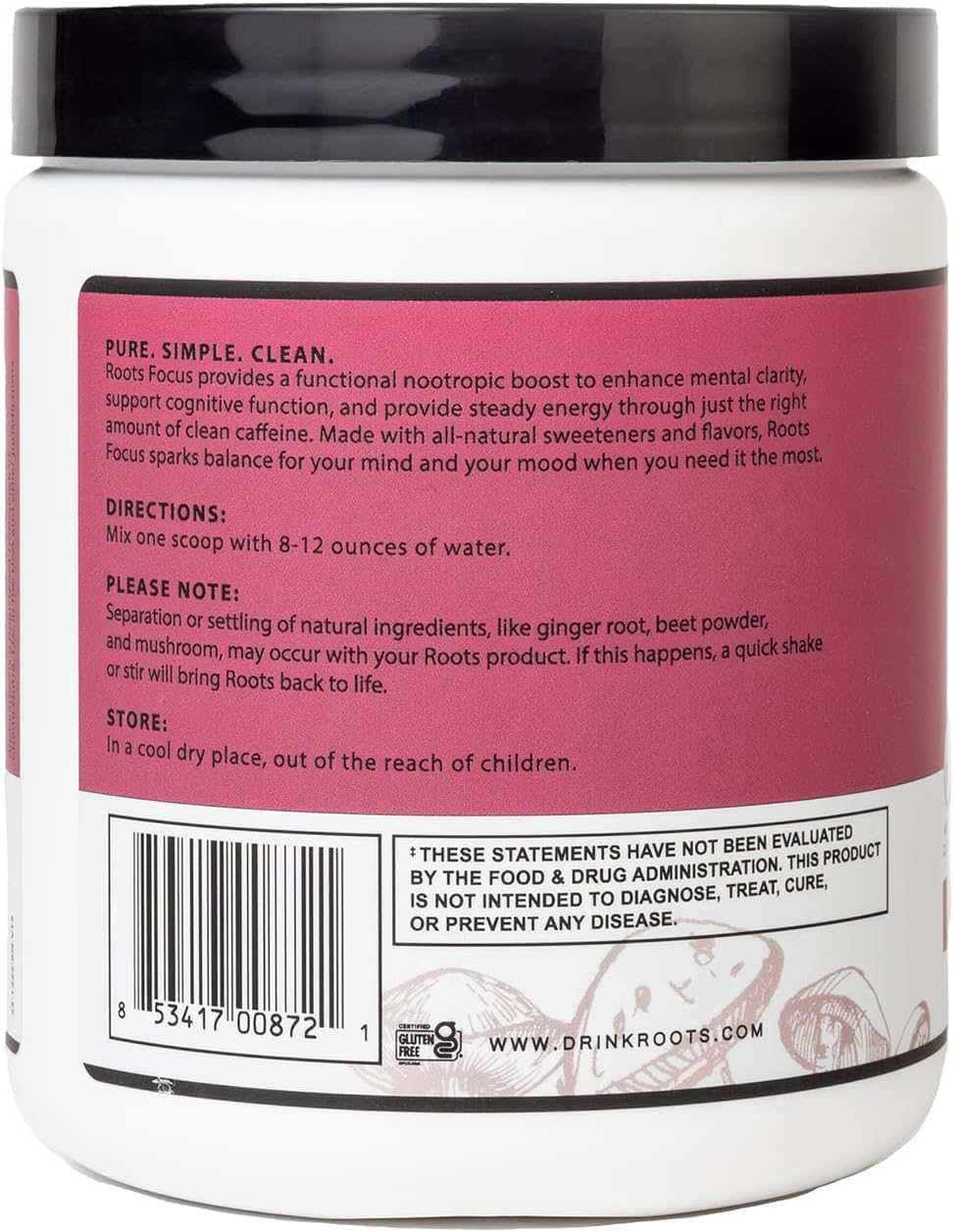 Silver Star Nutrition Roots Focus Nootropic Brain Supplement - Fruit Punch Blend with Lion's Mane, Cordyceps, Reishi Mushrooms and Extended-Release Caffeine - 50 Servings