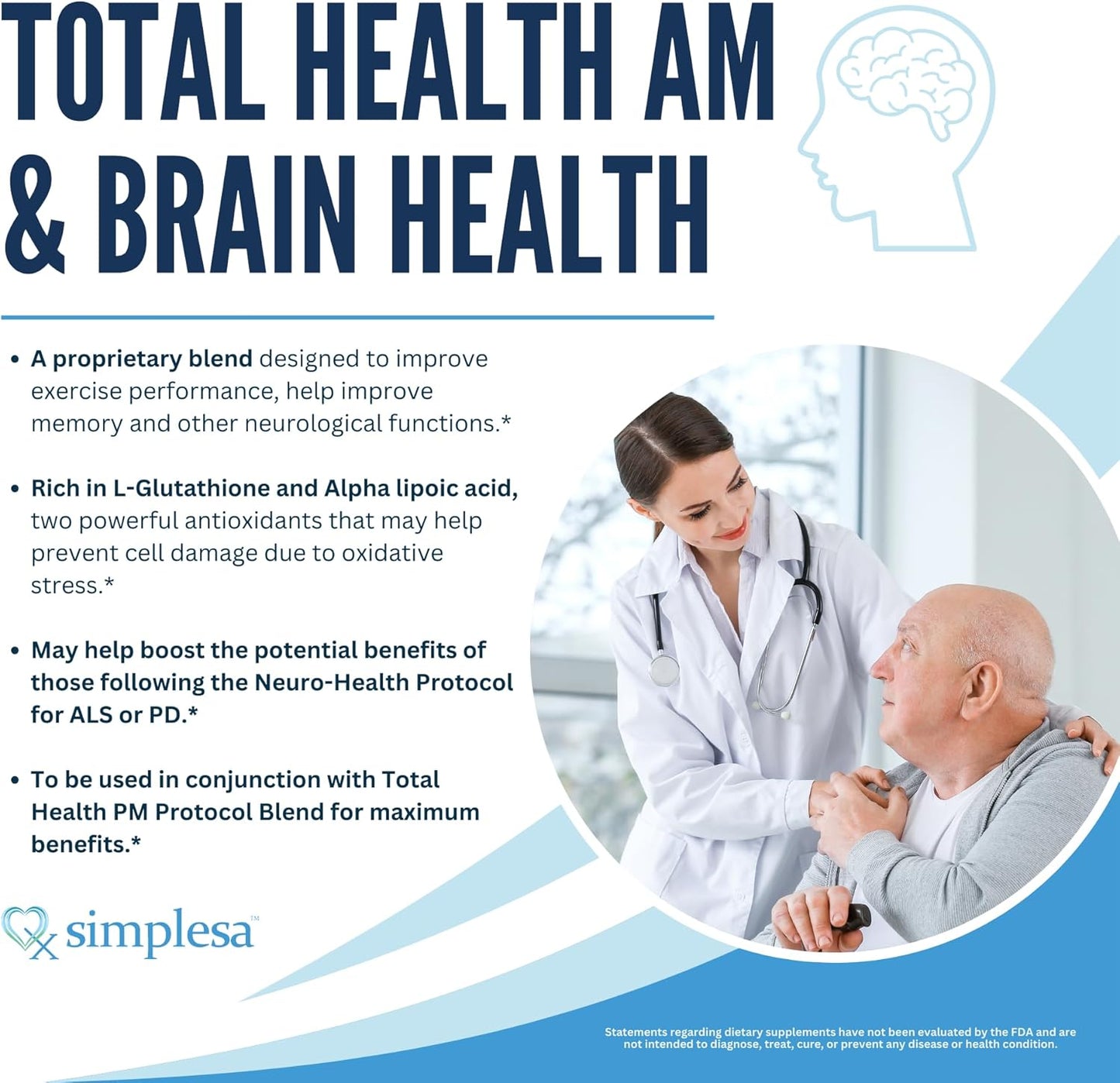 Simplesa Total Health AM Nutrition Powder Blend with Vitamins - Boost Energy and Support Brain Health - 180g