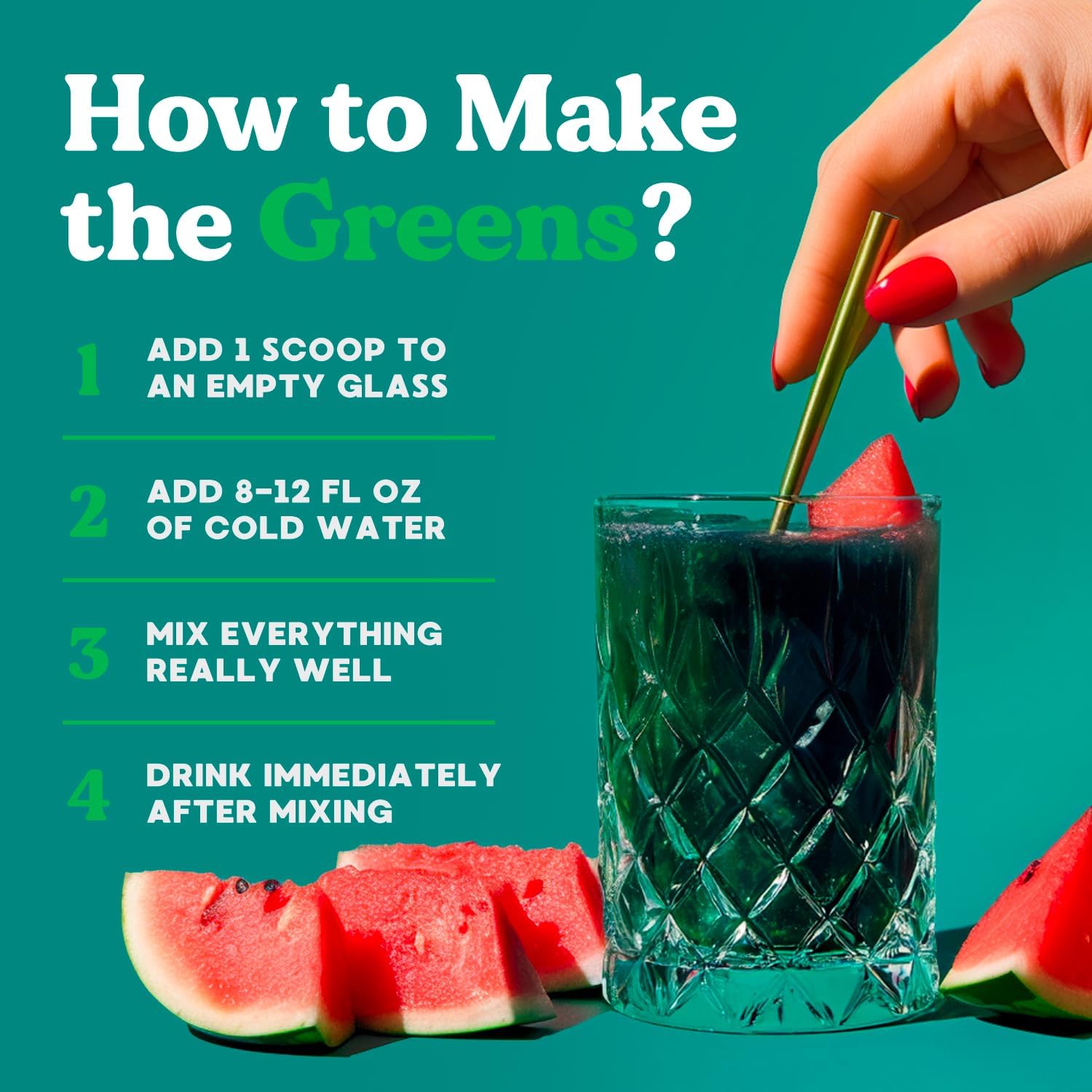 Simply Nature's Promise Daily Greens & Superfood Powder with Collagen, Probiotics - Women's Digestive Health & Bloating Relief - Watermelon - 3 Month Supply