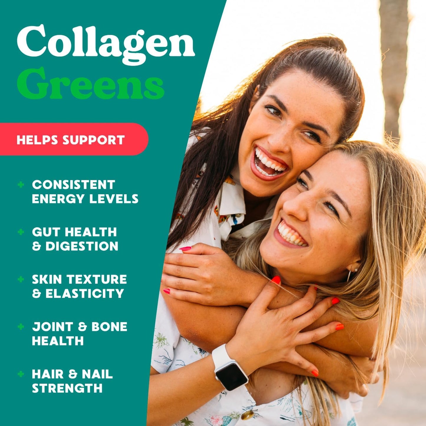 Simply Nature's Promise Daily Greens & Superfood Powder with Collagen, Probiotics - Women's Digestive Health & Bloating Relief - Watermelon - 3 Month Supply