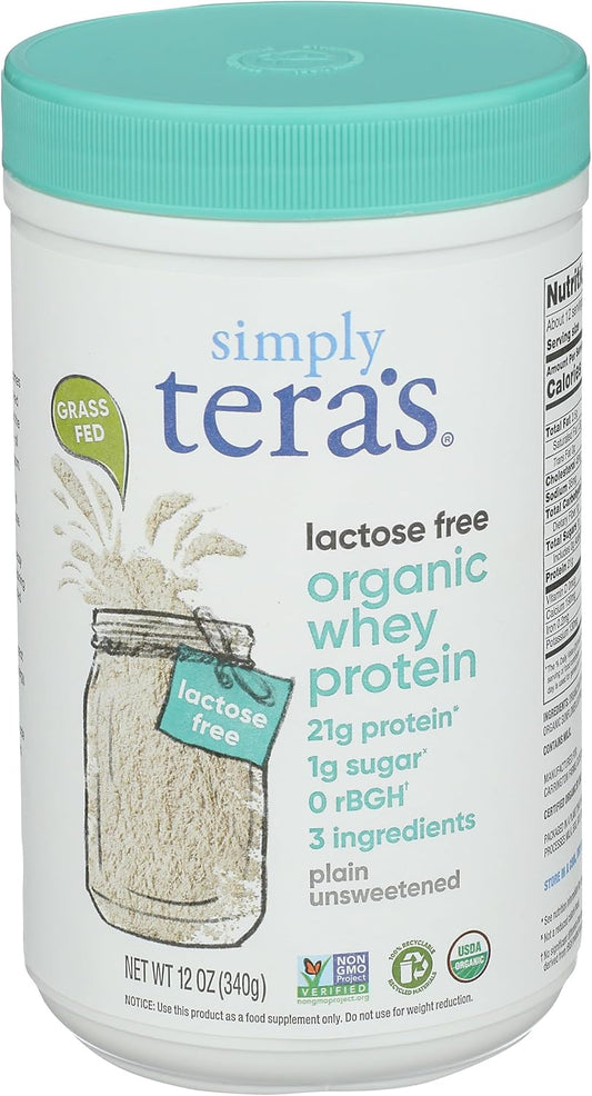 Simply Tera's 12 OZ Organic Lactose-Free Whey Protein Powder