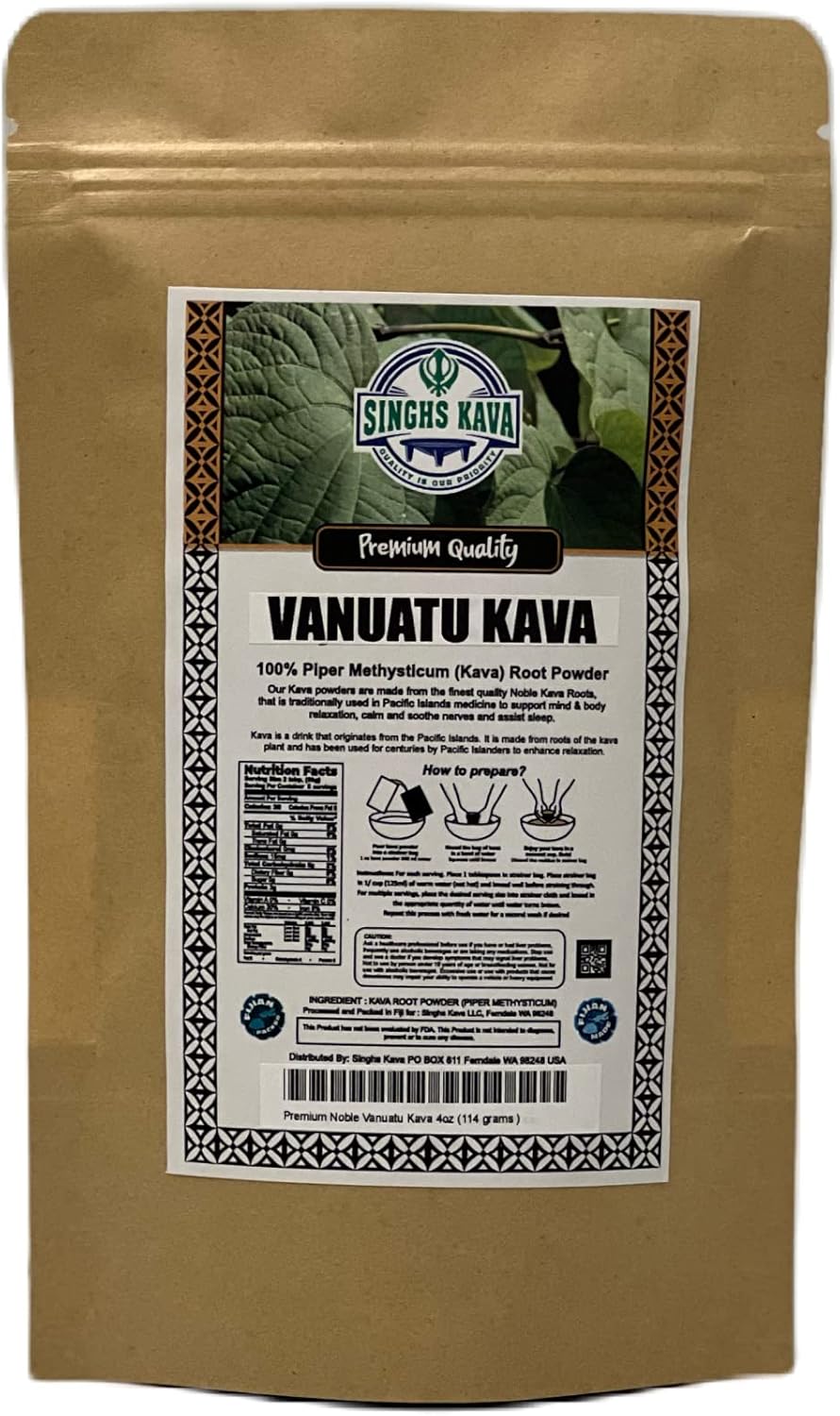 SINGHS 4oz Premium Quality Vanuatu Kava Root Powder - 100% Natural Stress Relief Supplement