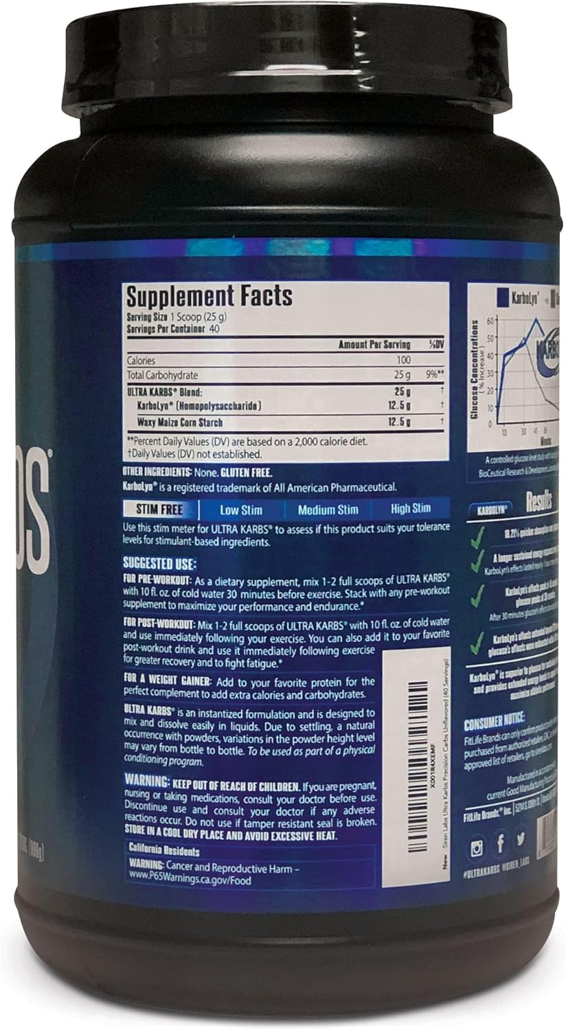 SIRENLABS Ultra Karbs Mass Gainer with KarboLyn - Healthy Carb Loading for Men - Faster Recovery and More Energy - Post-Workout Muscle Builder (40 Servings)