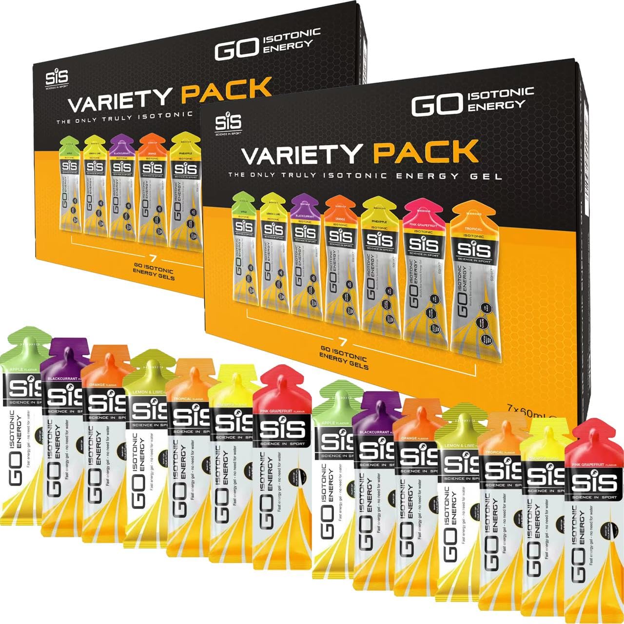SiS Science In Sport TransAtlantic Treasures Running Energy Gels Variety Pack - Vegan & Gluten-Free, Electrolyte Boost, 14 x 60ml