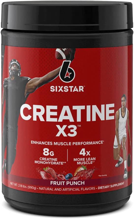Six Star Creatine X3 HCl + Monohydrate Powder - Muscle Builder & Recovery Supplement, Fruit Punch Flavor, 35 Servings, 2.5 lb