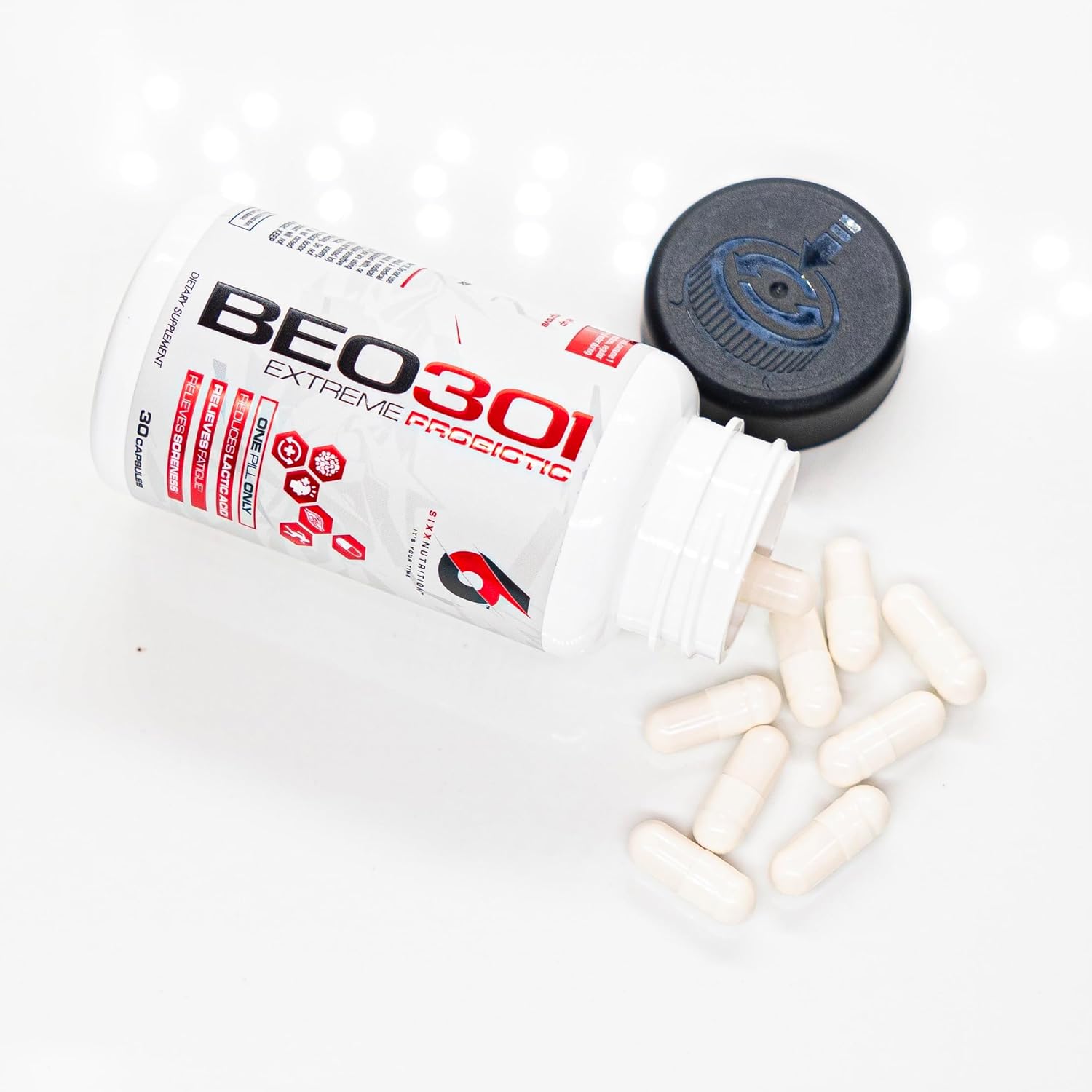 Sixx Nutrition Extreme Probiotics BE0301 - 15 Billion CFU 10 Strains for Digestive & Gut Health - Reduces Fatigue, Soreness, Lactic Acid - Boosts Liver & Muscle Glycogen