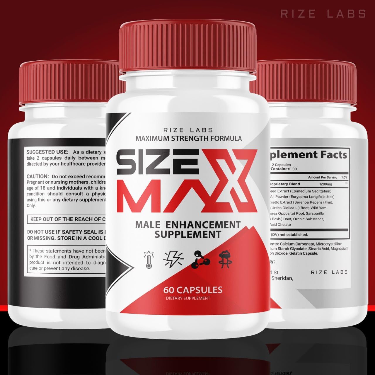 Size Max Pills for Men - Natural & Effective Supplement to Boost Performance (60 Capsules)