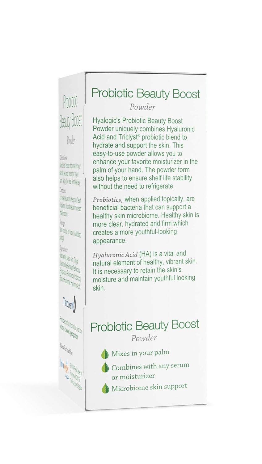 Skin Care Probiotic Powder with Hyaluronic Acid for Radiant Skin - Vegan & Gluten-Free Serum Base - 1.2 Oz