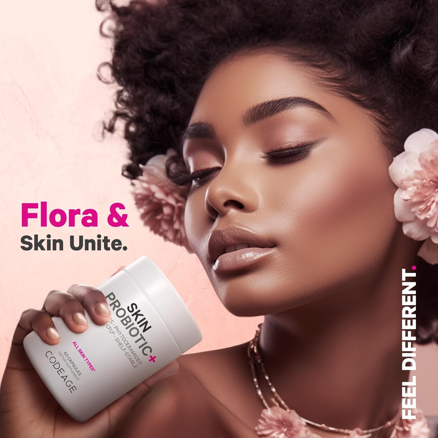 Skin Probiotics + Prebiotics Supplement with Ayurvedic Herbs - 50 Billion CFU - Face Care - Shelf Stable, Non-GMO, Vegan - 60 Capsules