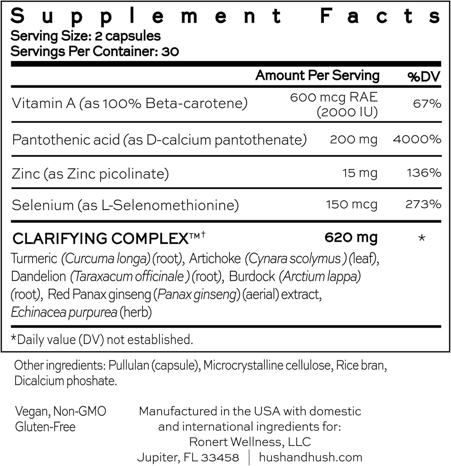 SkinCapsule™ Clear+ Acne Treatment Supplement - Vegan Nutraceuticals with Vitamin A, Turmeric, Dandelion Root, Zinc - 60 Capsules