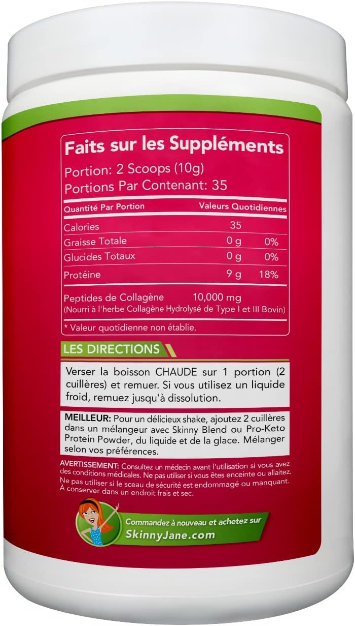 Skinny Jane Premium Collagen Peptides Powder - Anti Aging, Skin Rejuvenation, Hair & Nail Health, Joint Pain Relief - Supports Keto Diet, Zero Carbs - 35 Servings