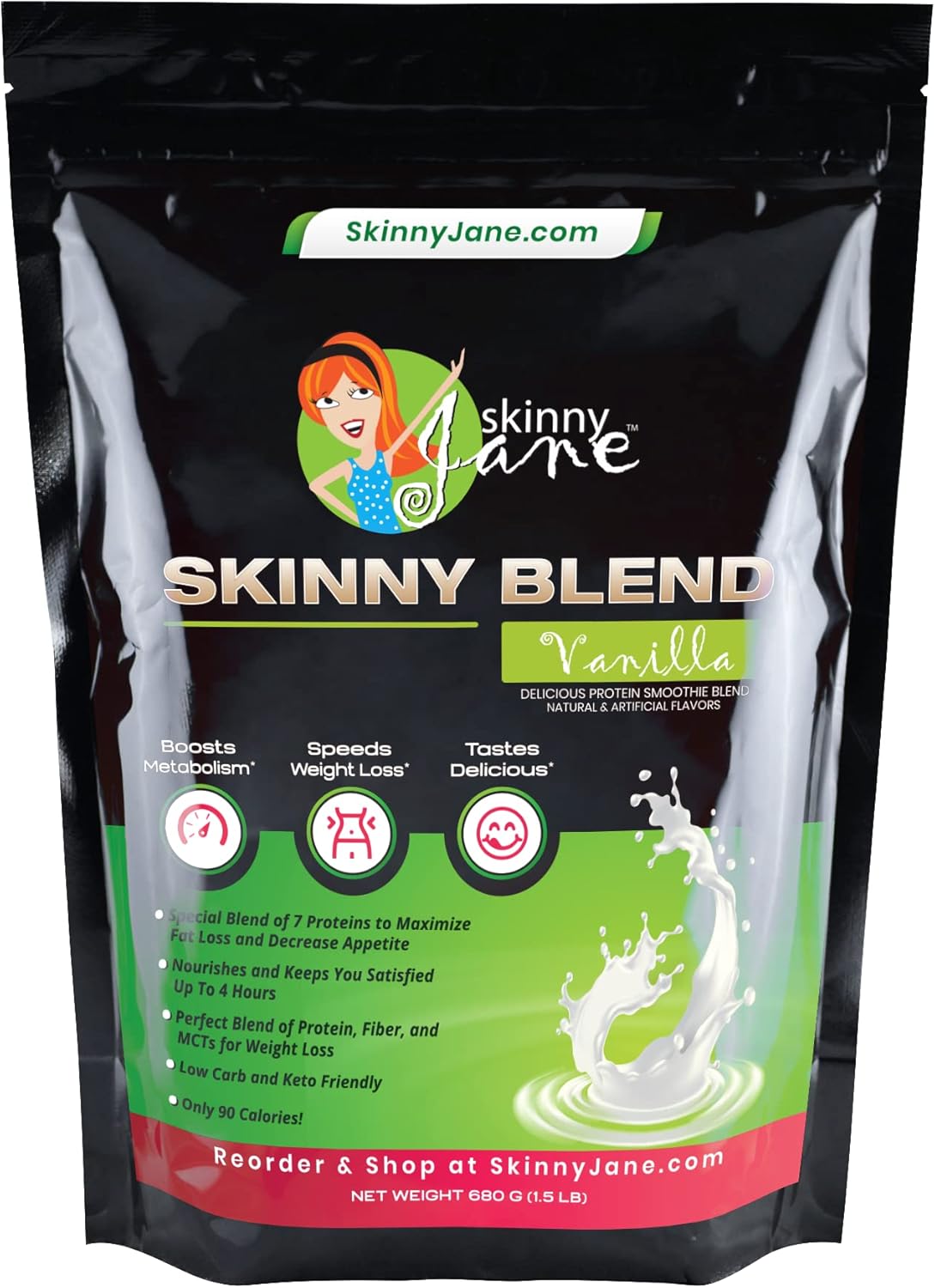 Skinny Jane Skinny Blend Vanilla Protein Shake - Best Tasting Shake for Women - Supports Weight Loss, Meal Replacement, Low Carb Breakfast - Appetite Suppressant - 30 Delicious Shakes