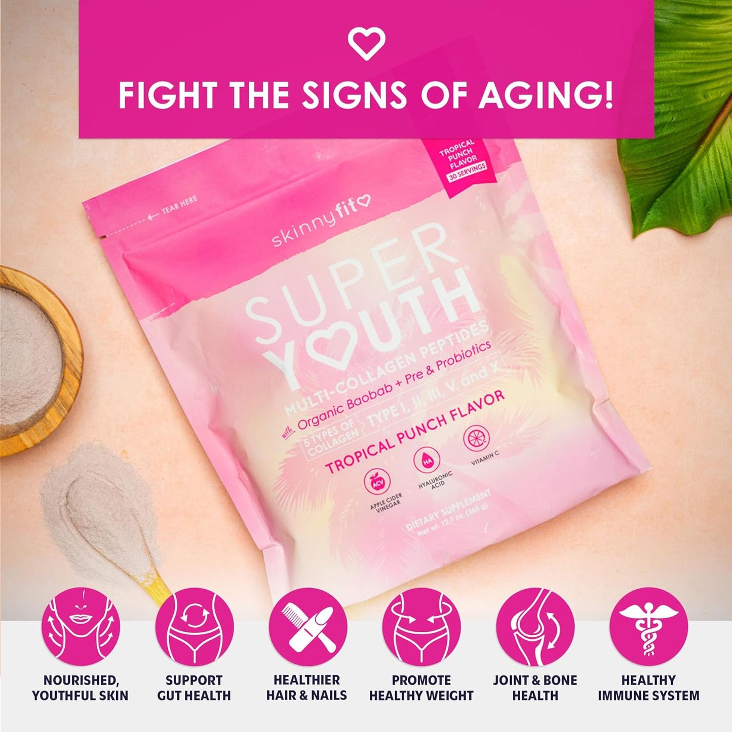 SkinnyFit Super Youth Collagen Bundle in Tropical Punch & Peach Mango Flavor