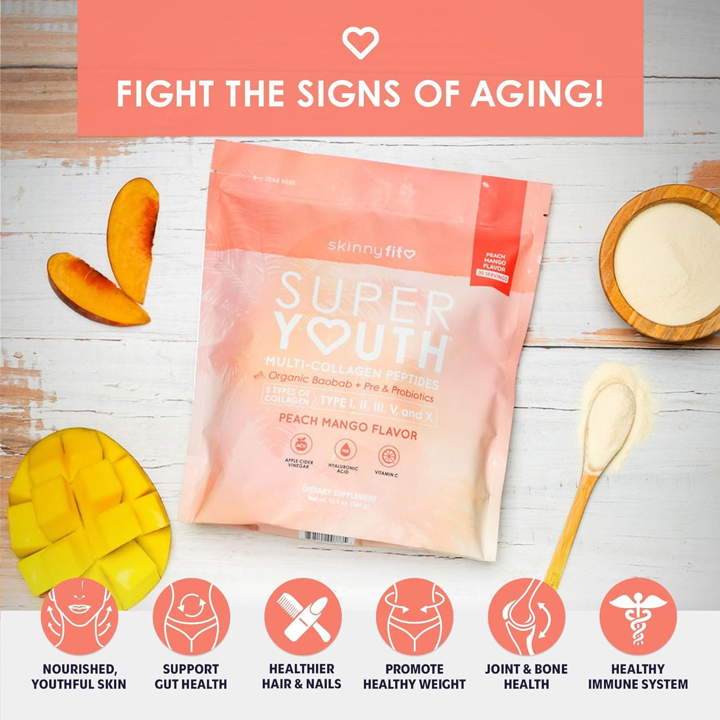 SkinnyFit Super Youth Collagen Bundle in Tropical Punch & Peach Mango Flavor