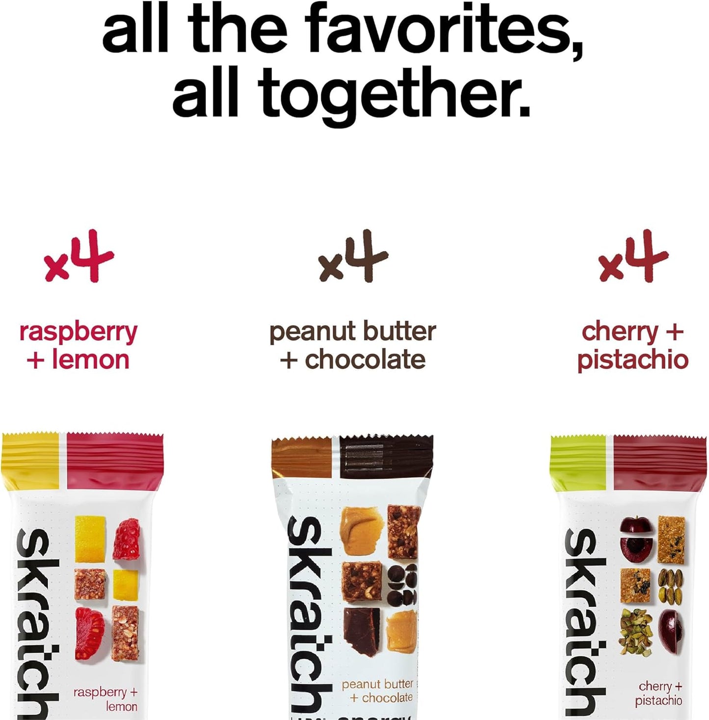 Skratch Labs Energy Bar Variety Pack - Plant Based Healthy Snack with Low Sugar & Plant Protein - Non-GMO, Gluten Free, Soy Free - 12 Pack Vegan & Kosher Bars
