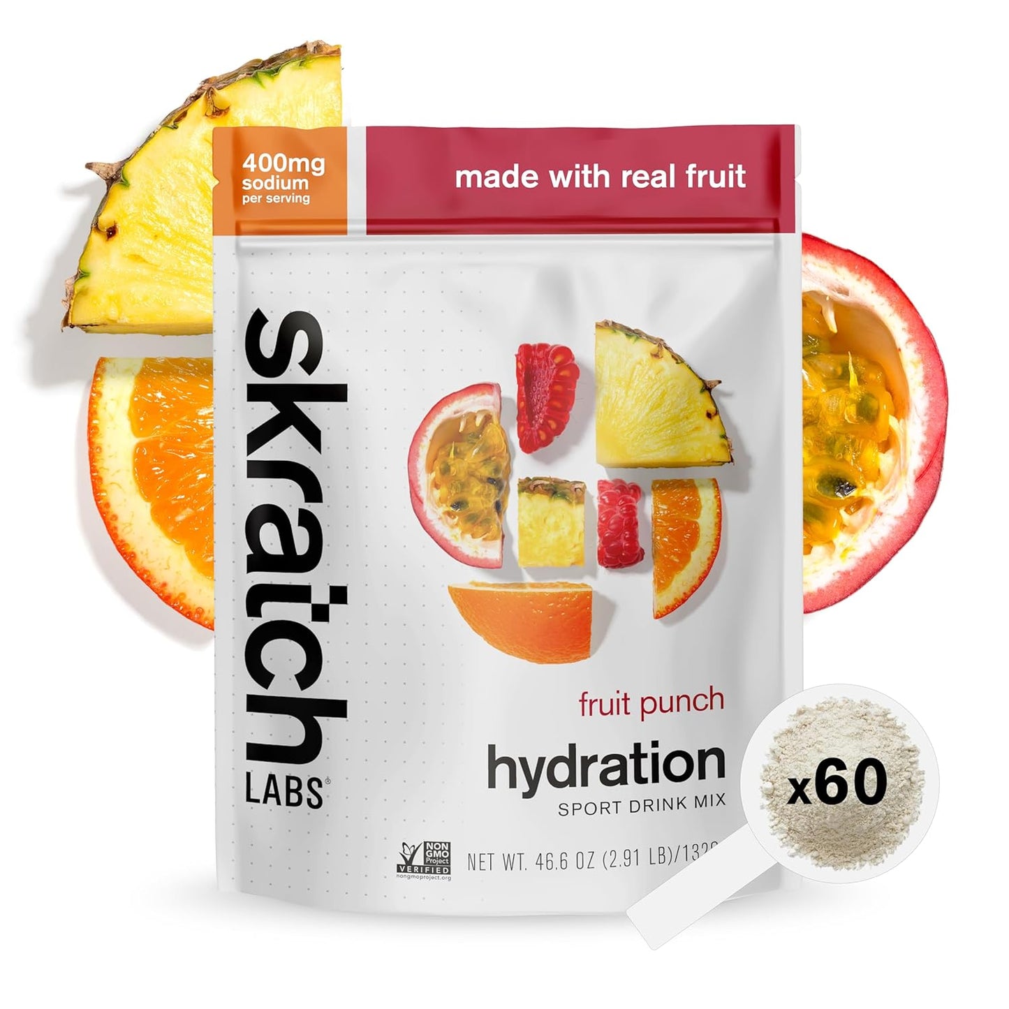 Skratch Labs Fruit Punch Hydration Powder | Sport Drink Mix for Exercise, Endurance, Performance | 60 Servings | Non-GMO, Vegan, Kosher