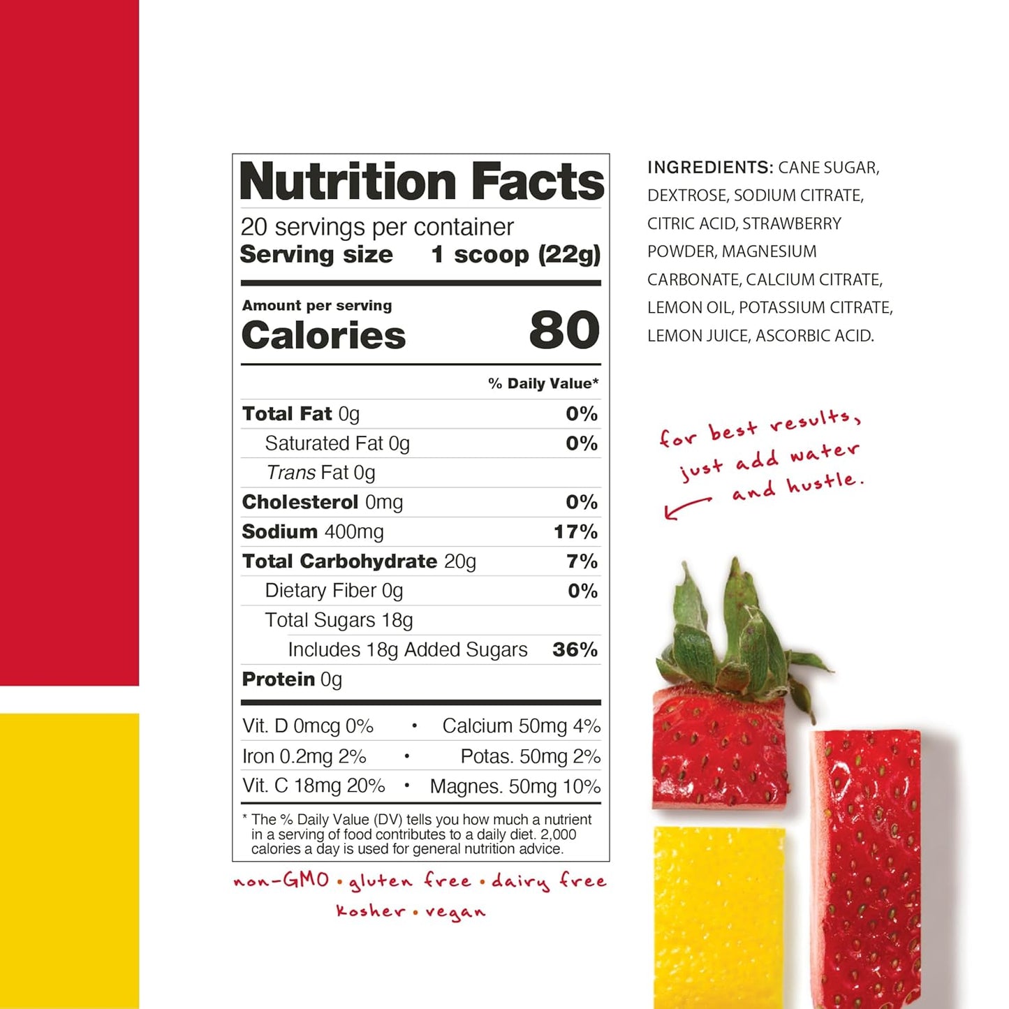 Skratch Labs Strawberry Lemonade Hydration Powder: Electrolyte Sport Drink Mix for Exercise, Endurance, Performance - 20 Servings