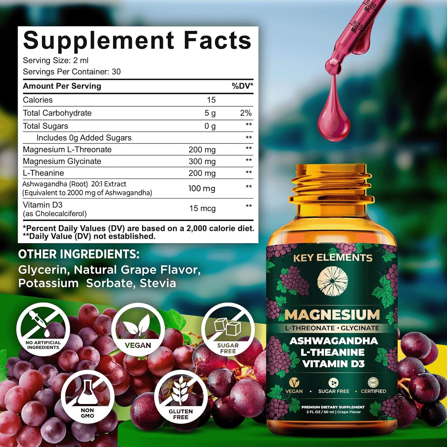 Sleep Support Supplement with Liquid Magnesium L-Threonate, Magnesium Glycinate, Ashwagandha, L-Theanine, and Vitamin D3