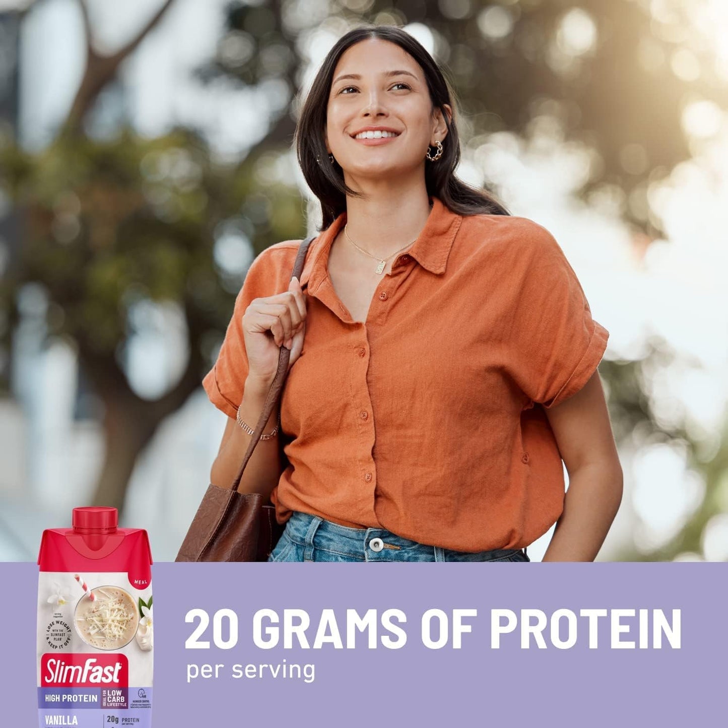 SlimFast Vanilla Protein Shake - Ready-to-Drink Meal Replacement with 20g Protein, Low Carb & Sugar, 24 Vitamins - 12 Count Pack