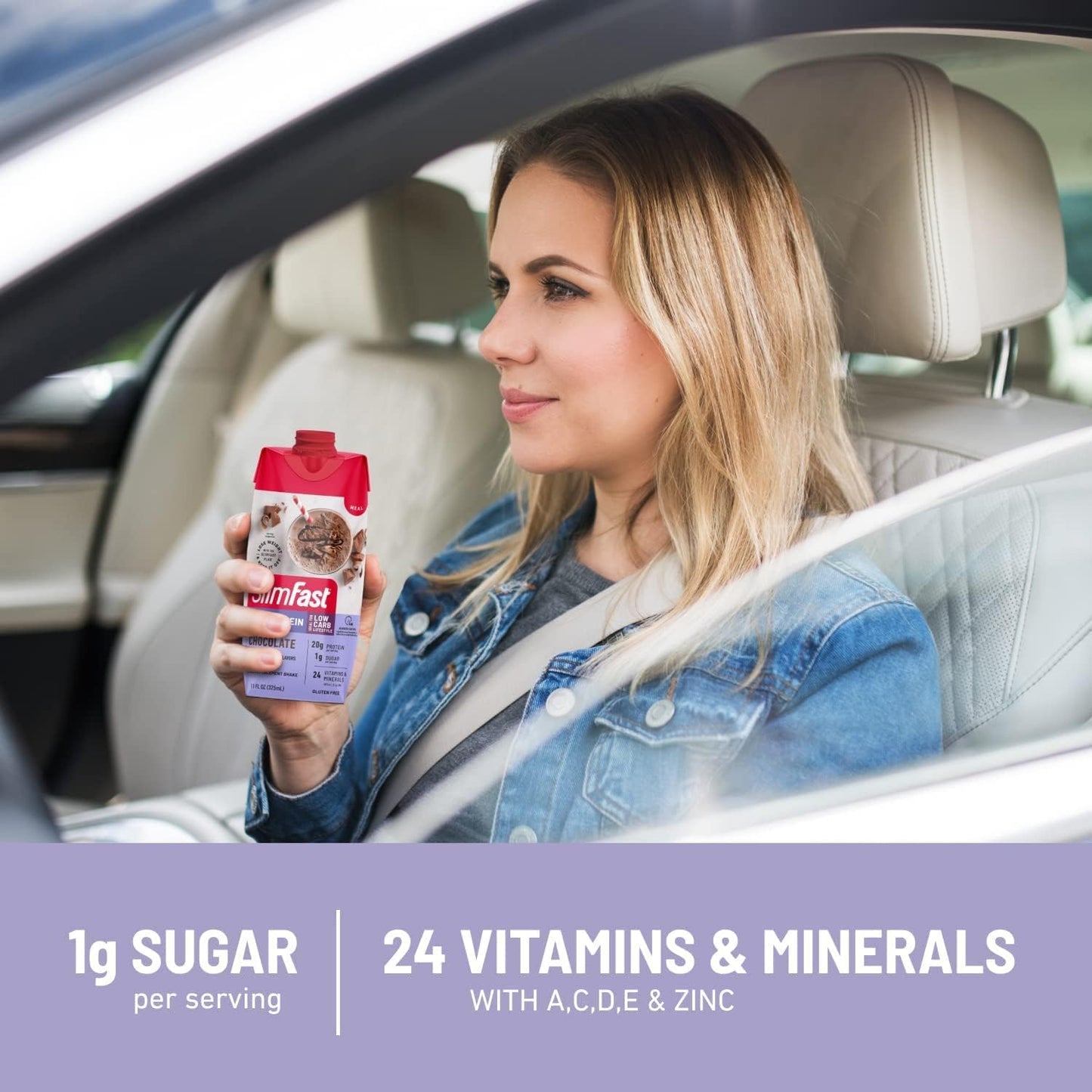 SlimFast Vanilla Protein Shake - Ready-to-Drink Meal Replacement with 20g Protein, Low Carb & Sugar, 24 Vitamins - 12 Count Pack