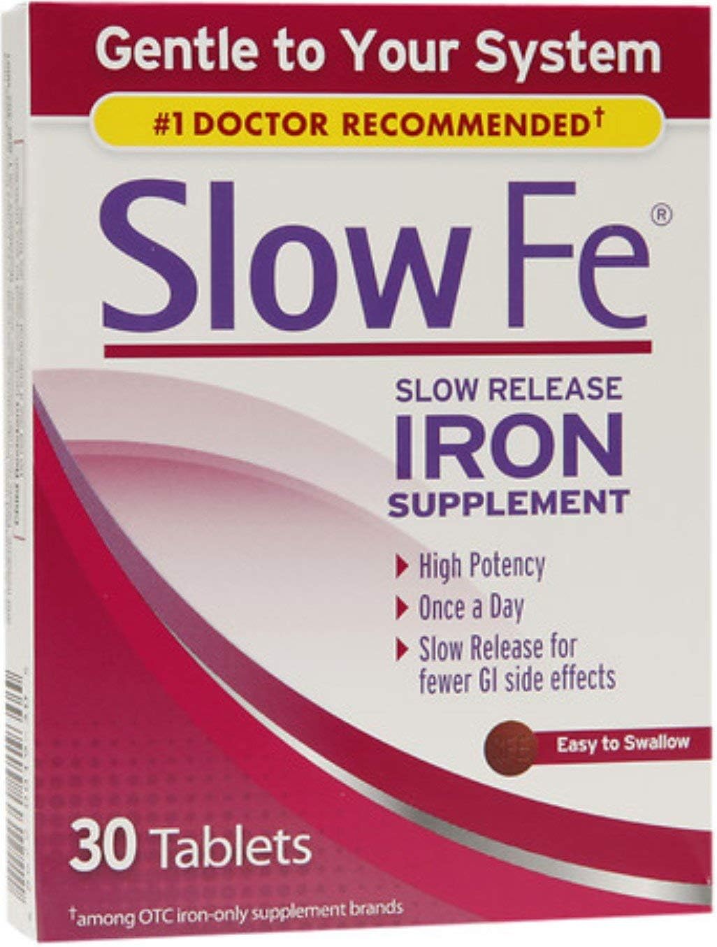 Slow Fe Slow Release Iron Tablets - 30 Count (Pack of 6) for Iron Deficiency Treatment