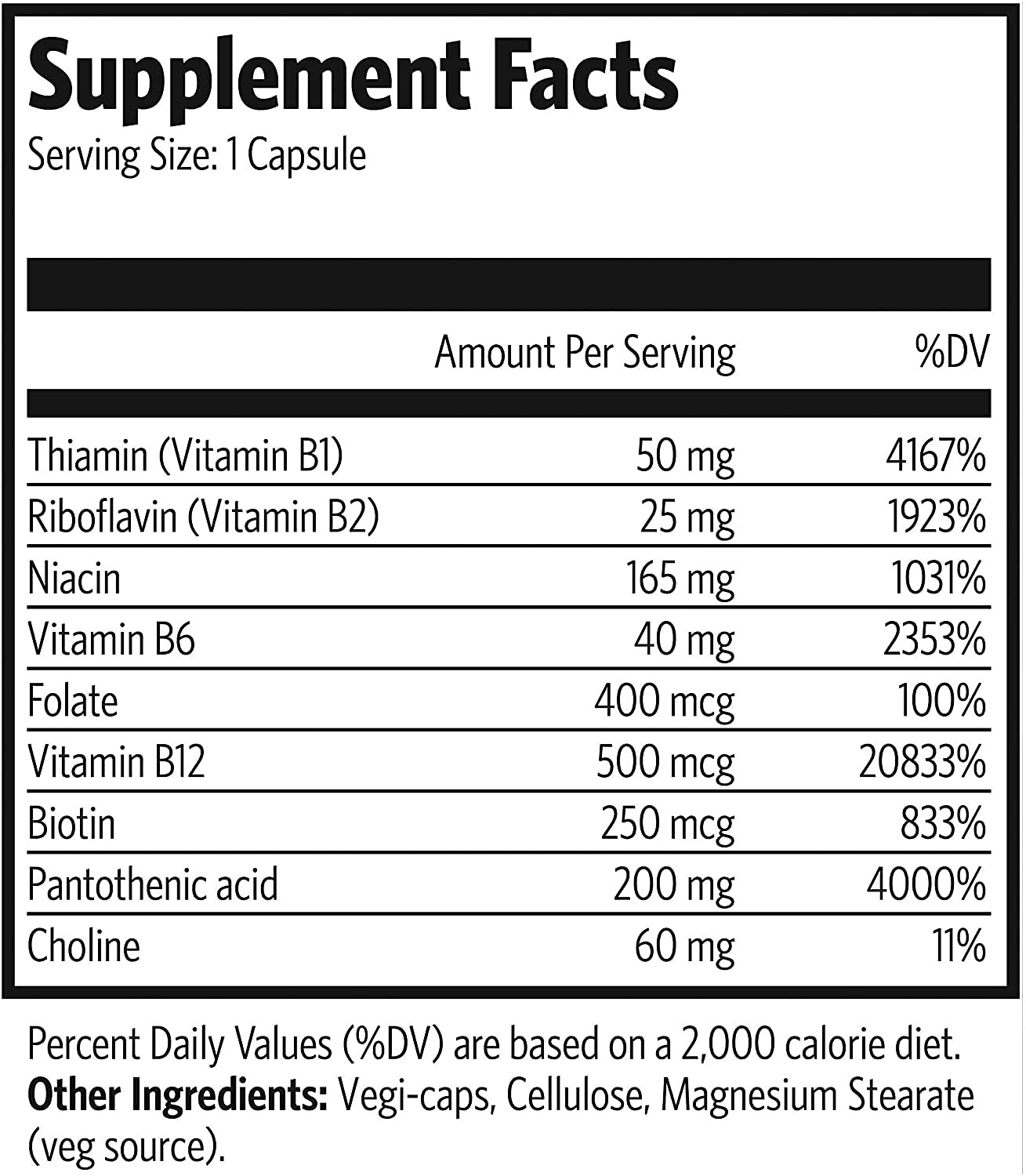 Slow Release Bioactive B Complex Supplement - 60 Vegan Capsules with B1, B2, B3, B5, B6, B7, B9, B12 - 30 Days Supply, Gluten & Sugar Free - Made in Canada