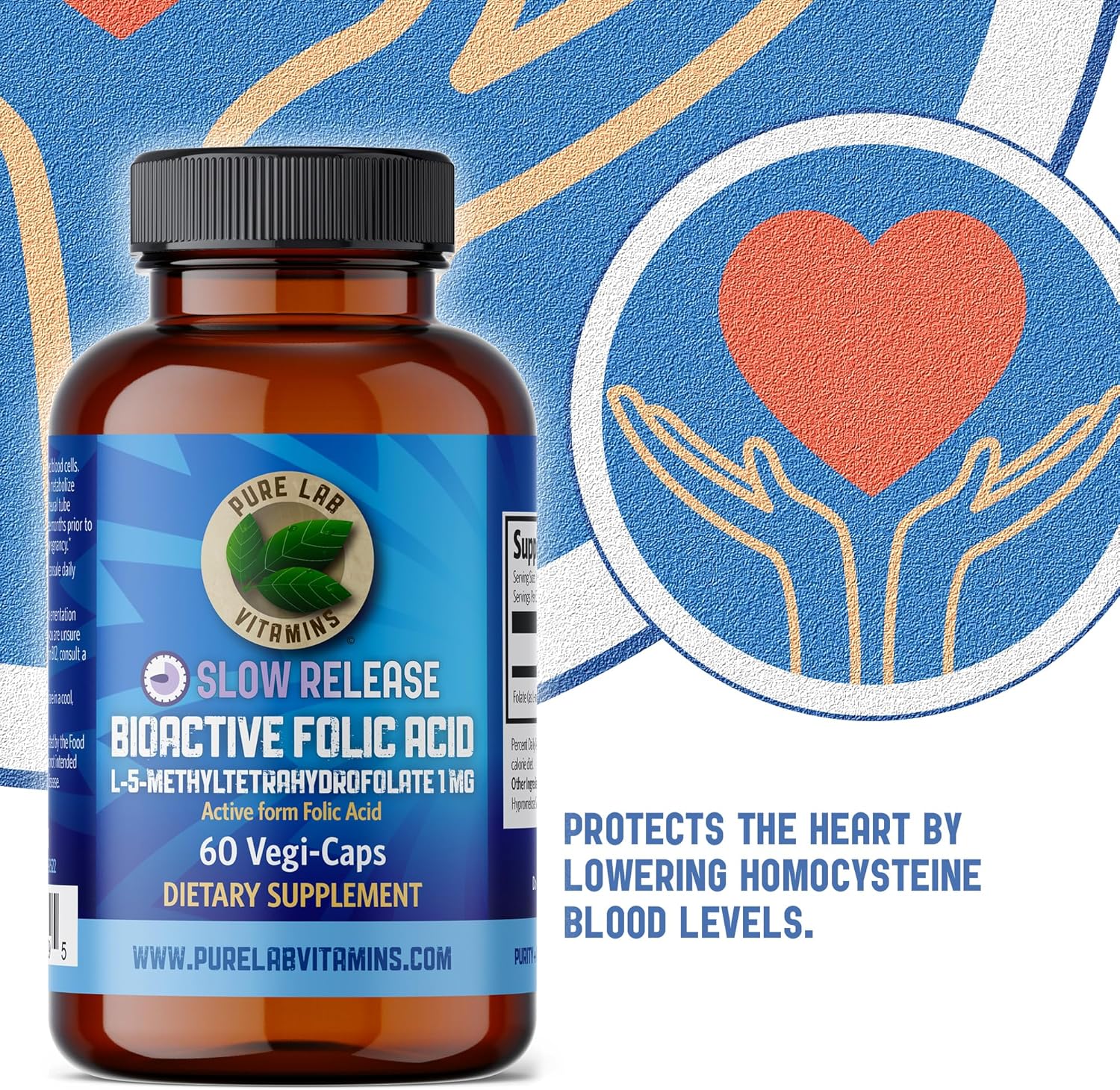 Slow Release Bioactive Folic Acid 1mg Capsules - Vitamin B9 Supplement for Women, Pregnancy Support