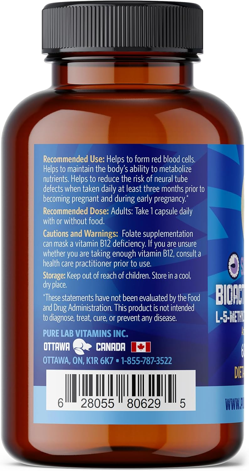 Slow Release Bioactive Folic Acid 1mg Capsules - Vitamin B9 Supplement for Women, Pregnancy Support