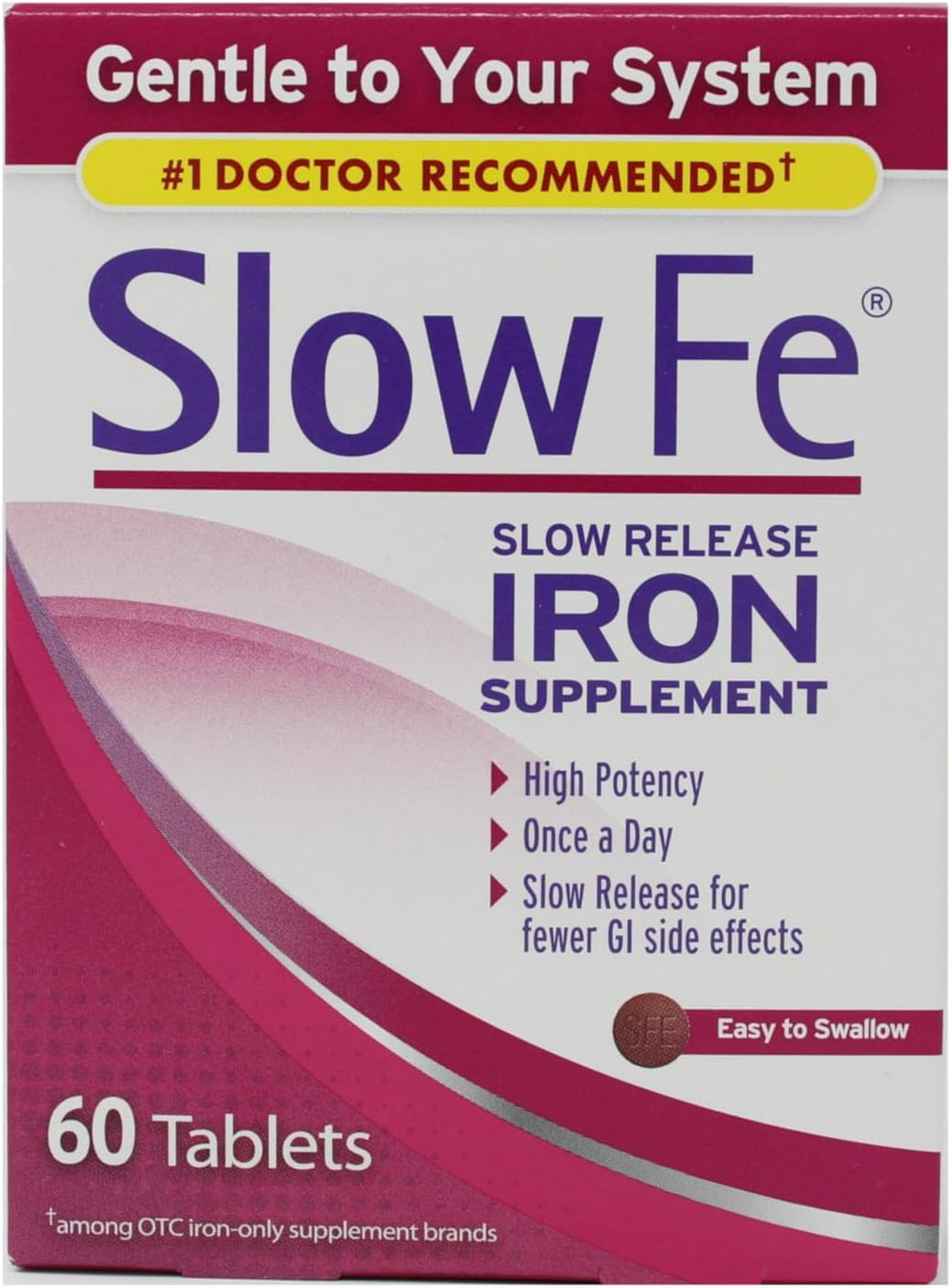 Slow Release High Potency Iron Supplement, 45 mg - 60 Tablets x 3 Pack