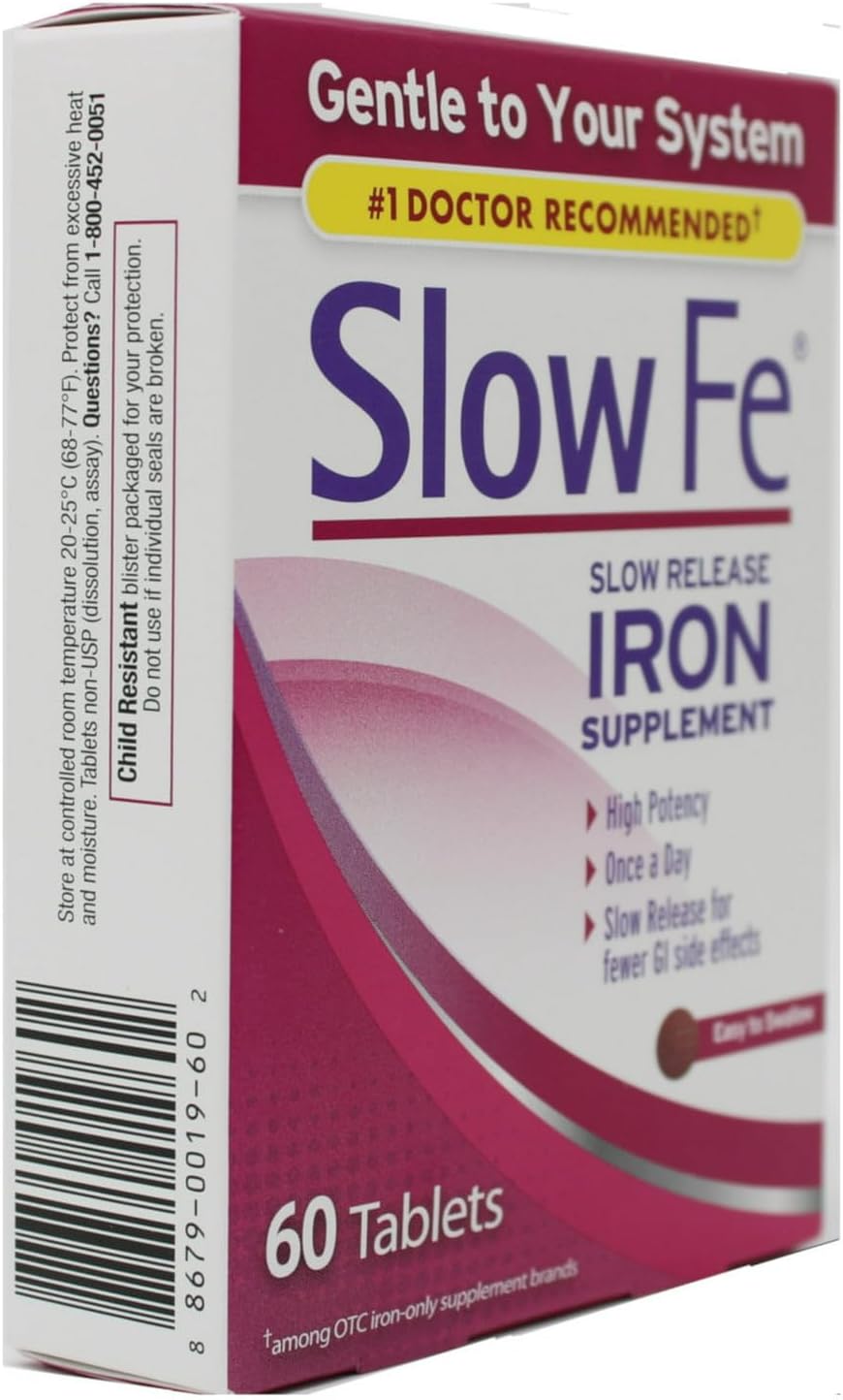 Slow Release High Potency Iron Supplement, 45 mg - 60 Tablets x 3 Pack