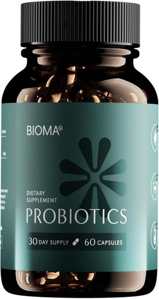 Slow Release Synbiotic Probiotic Capsules for Gut Health - BIOMA Probiotics with Prebiotics/Postbiotics for Weight Management & Digestive Health (60 Caps)