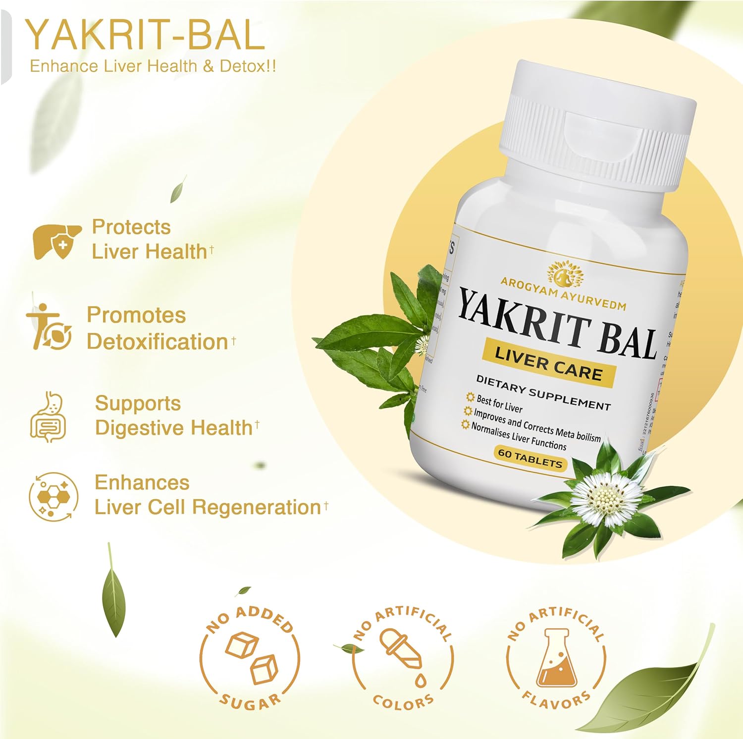 Smaart Health Dr. Pushp's AROGYAM AYURVEDM YAKRIT BAL Liver Support Tablets - Pack of 60, Detoxify Liver