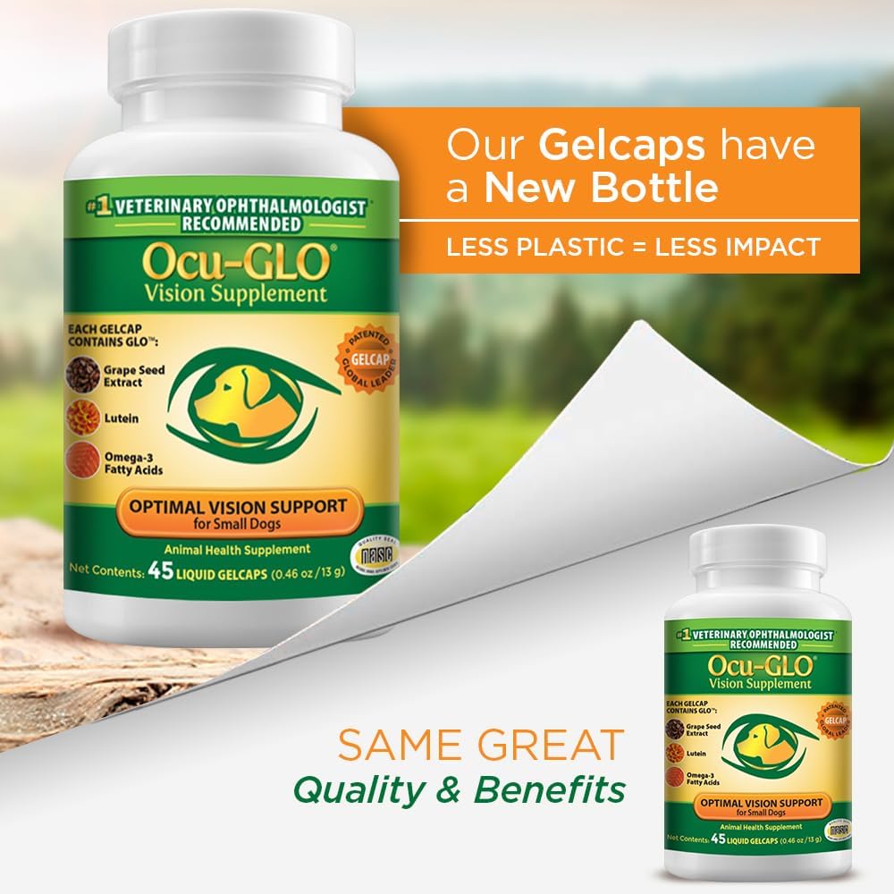 Small Dog Eye Health Supplement with Lutein, Omega-3, Grape Seed Extract & Antioxidants, 45 Liquid Gelcaps