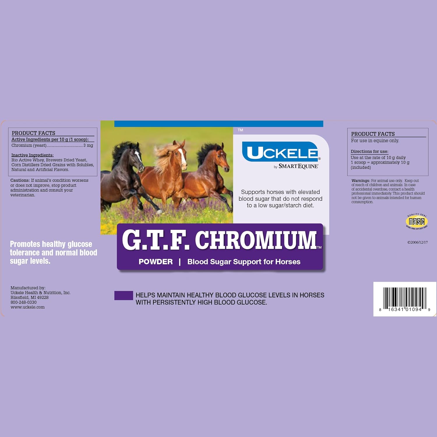 SmartEquine Uckele GTF Chromium® Powder for Horses | Metabolic Supplement, Supports Metabolic Function | 5 lb Bucket