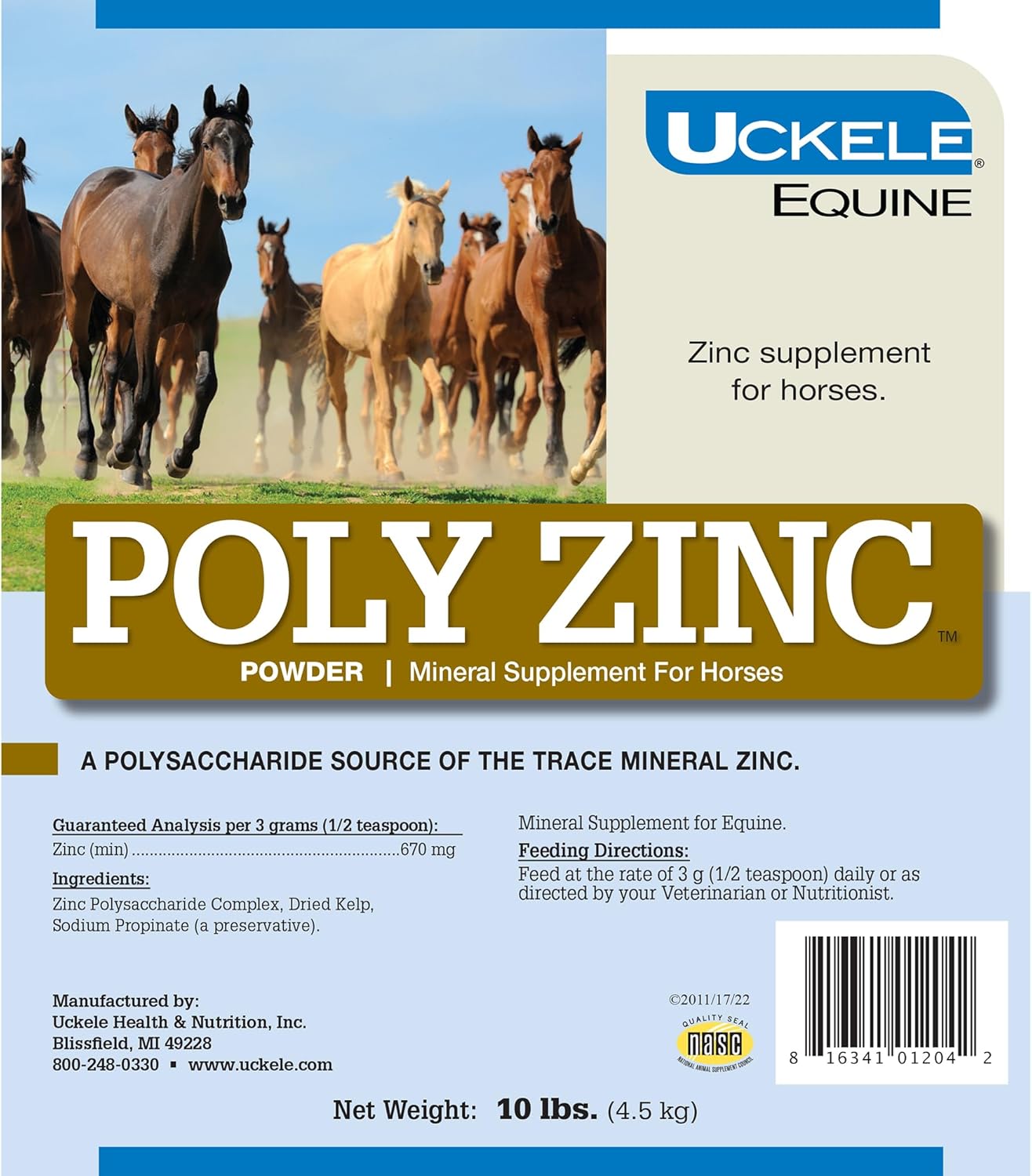 SmartEquine Uckele Poly Zinc Pellets: Hoof Care & Bone Wellness for Horses - 10 lb.