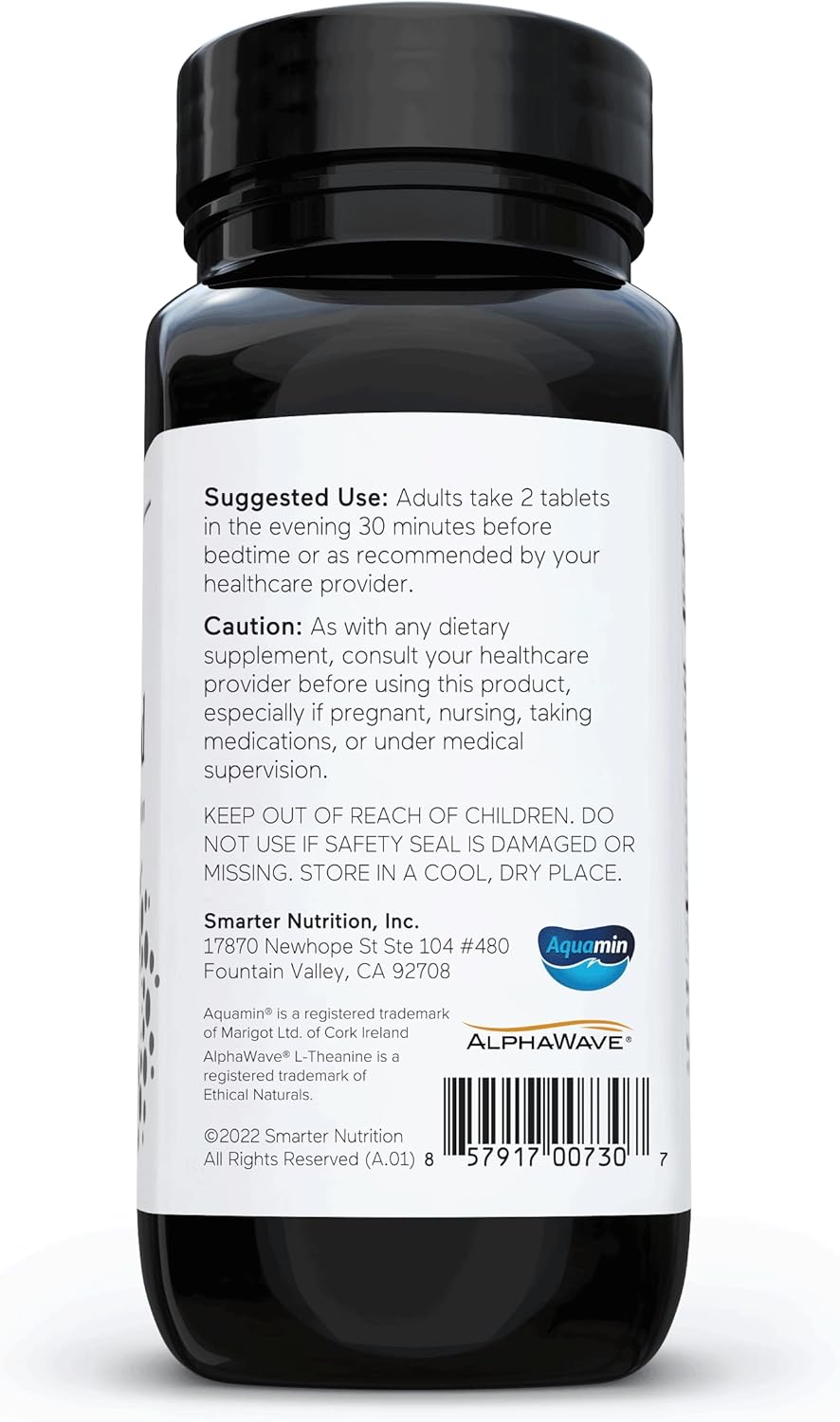 Smarter Nutrition Magnesium Complex Supplement for Sleep & Stress Support - Chelated Mag Glycinate, Citrate, Malate, Hydroxide with L-Theanine - Soy-Free - 60 Count