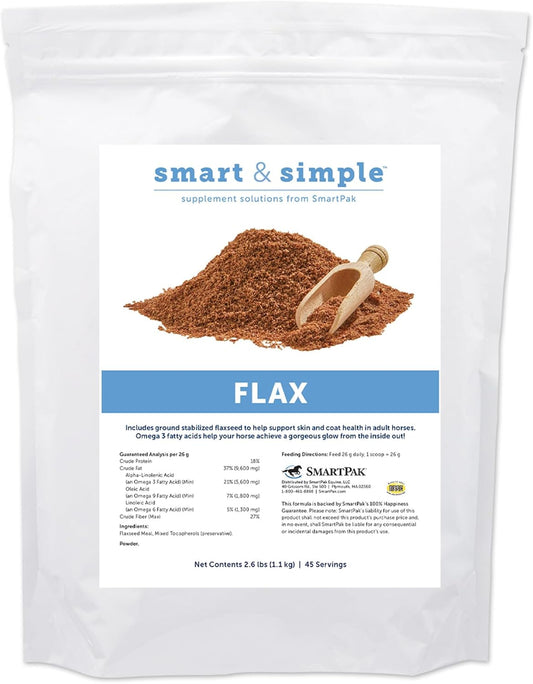 SmartPak Flax Seed Supplement for Horses | 2.6 lb Bag | 5,600 mg Omega 3 Fatty Acids | Supports Healthy Skin and Coat